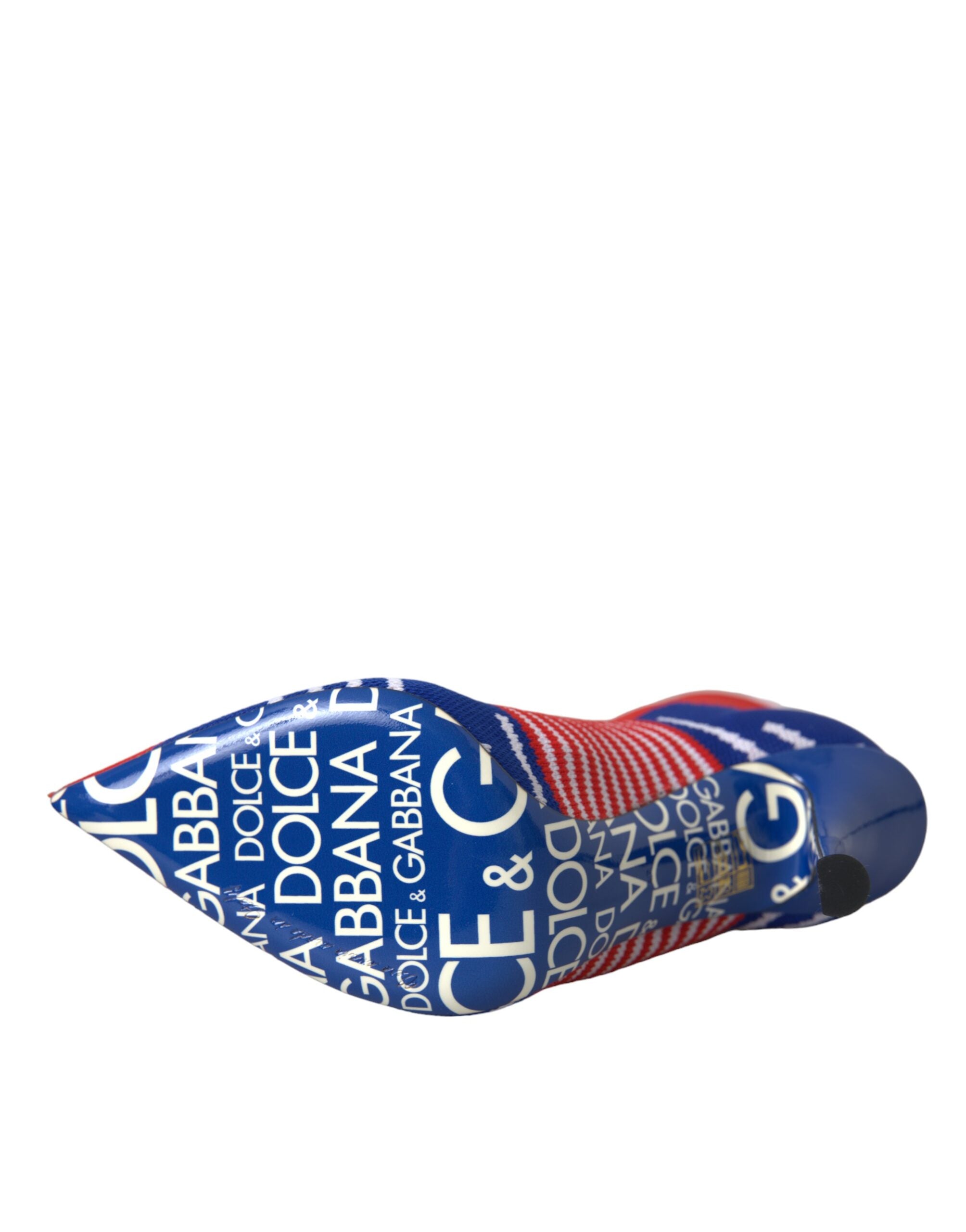 Dolce & Gabbana – Rot-blaue Stretch-Stiefeletten im Sockenstil mit Logo
