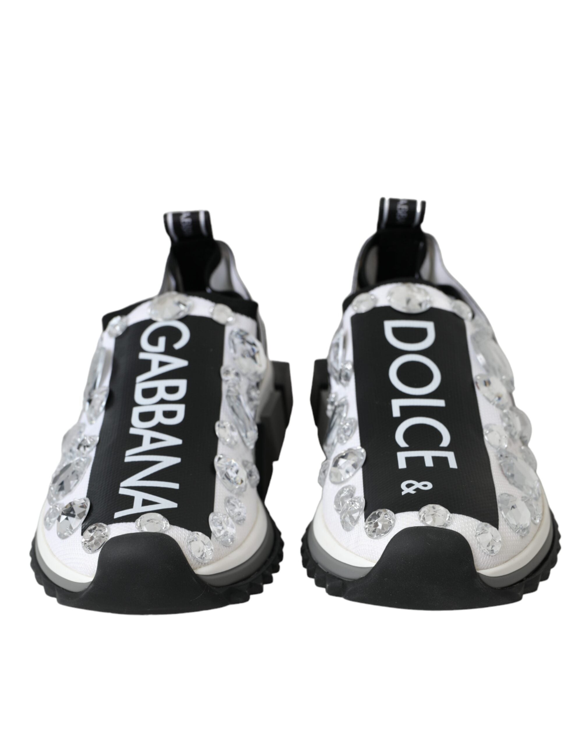 Dolce & Gabbana Weiße Sorrento Kristalle Sneakers Schuhe