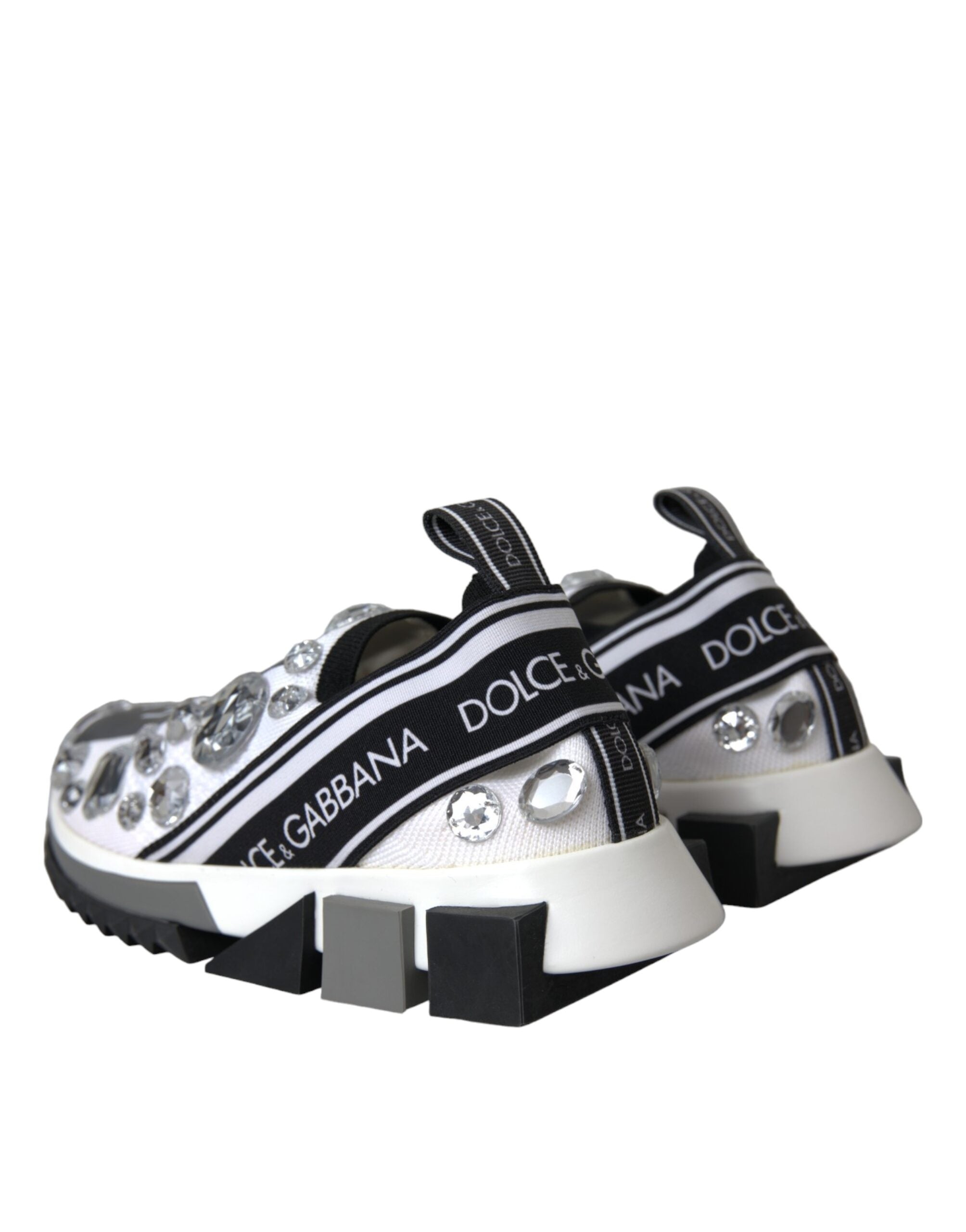 Dolce & Gabbana Weiße Sorrento Kristalle Sneakers Schuhe