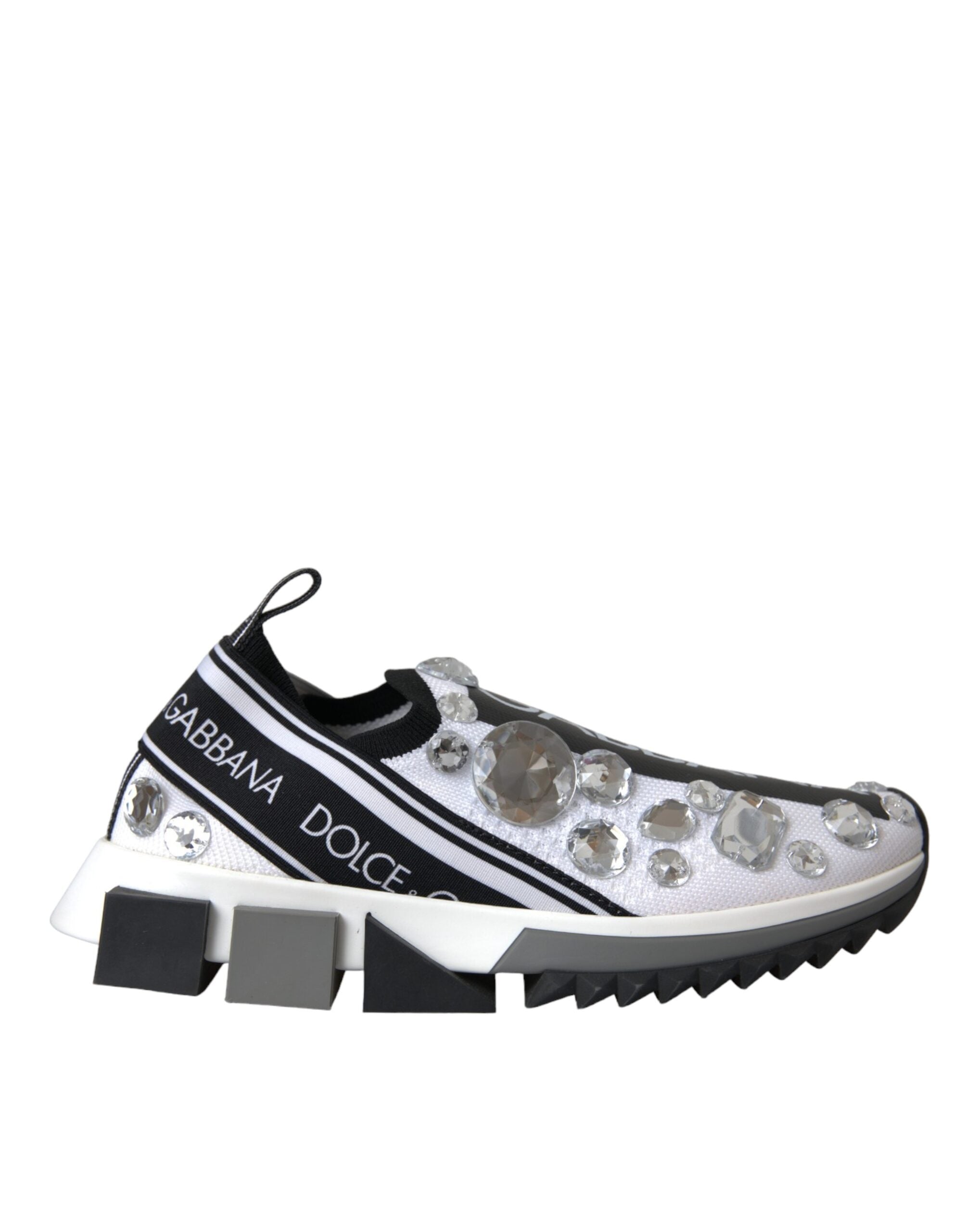 Dolce & Gabbana Weiße Sorrento Kristalle Sneakers Schuhe