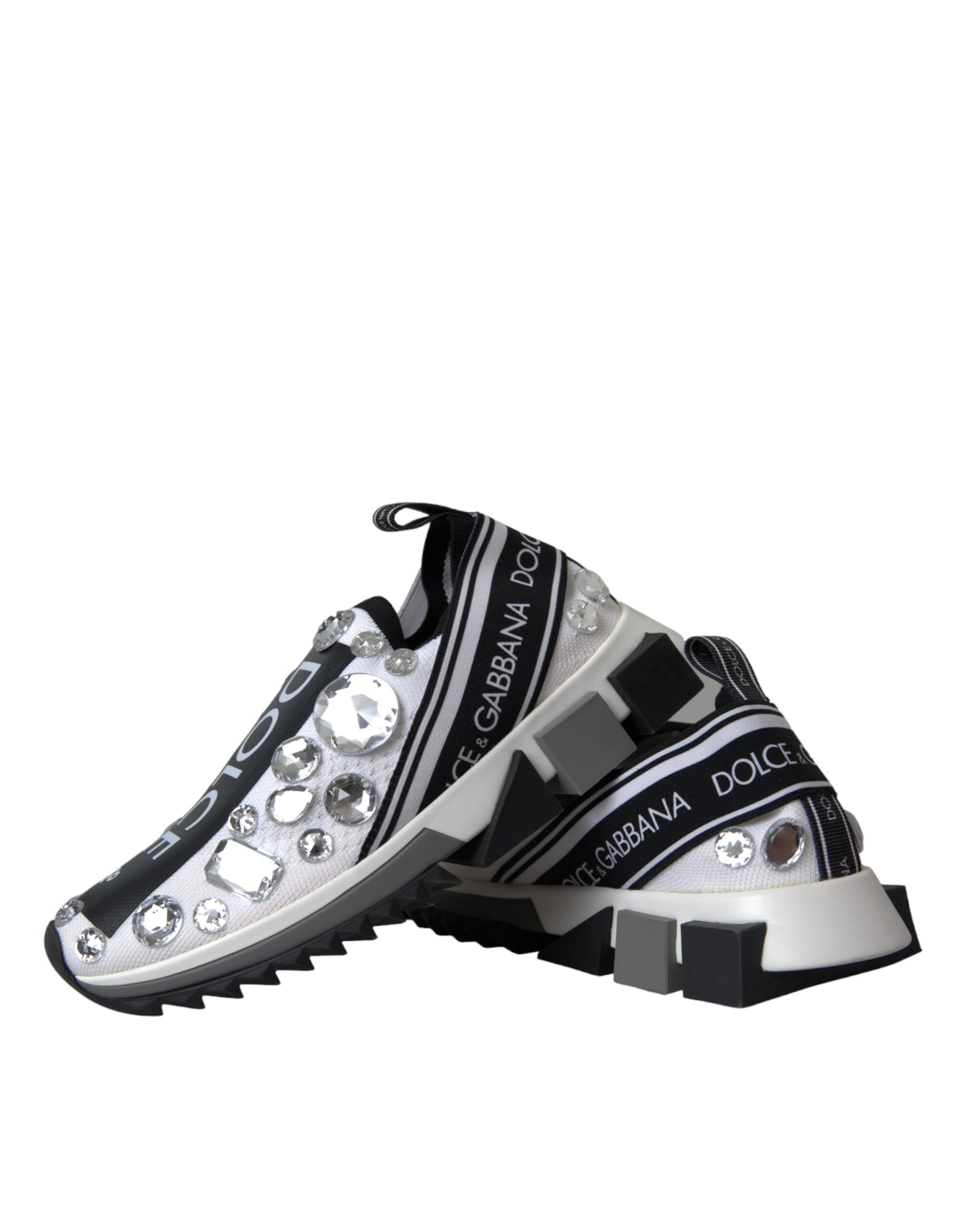 Dolce & Gabbana Weiße Sorrento Kristalle Sneakers Schuhe