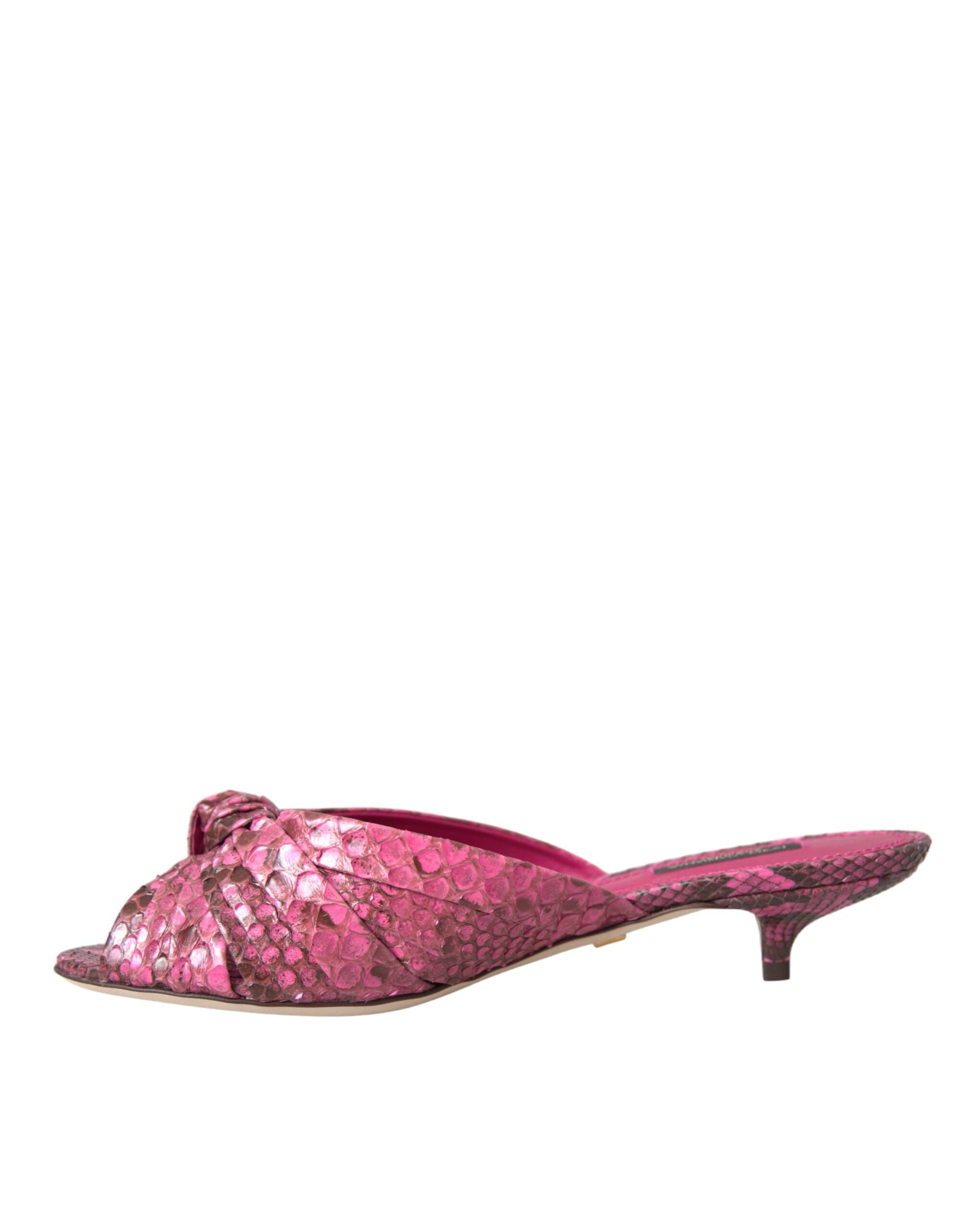 Sandale Dolce & Gabbana roz din piele exotică cu toc mic