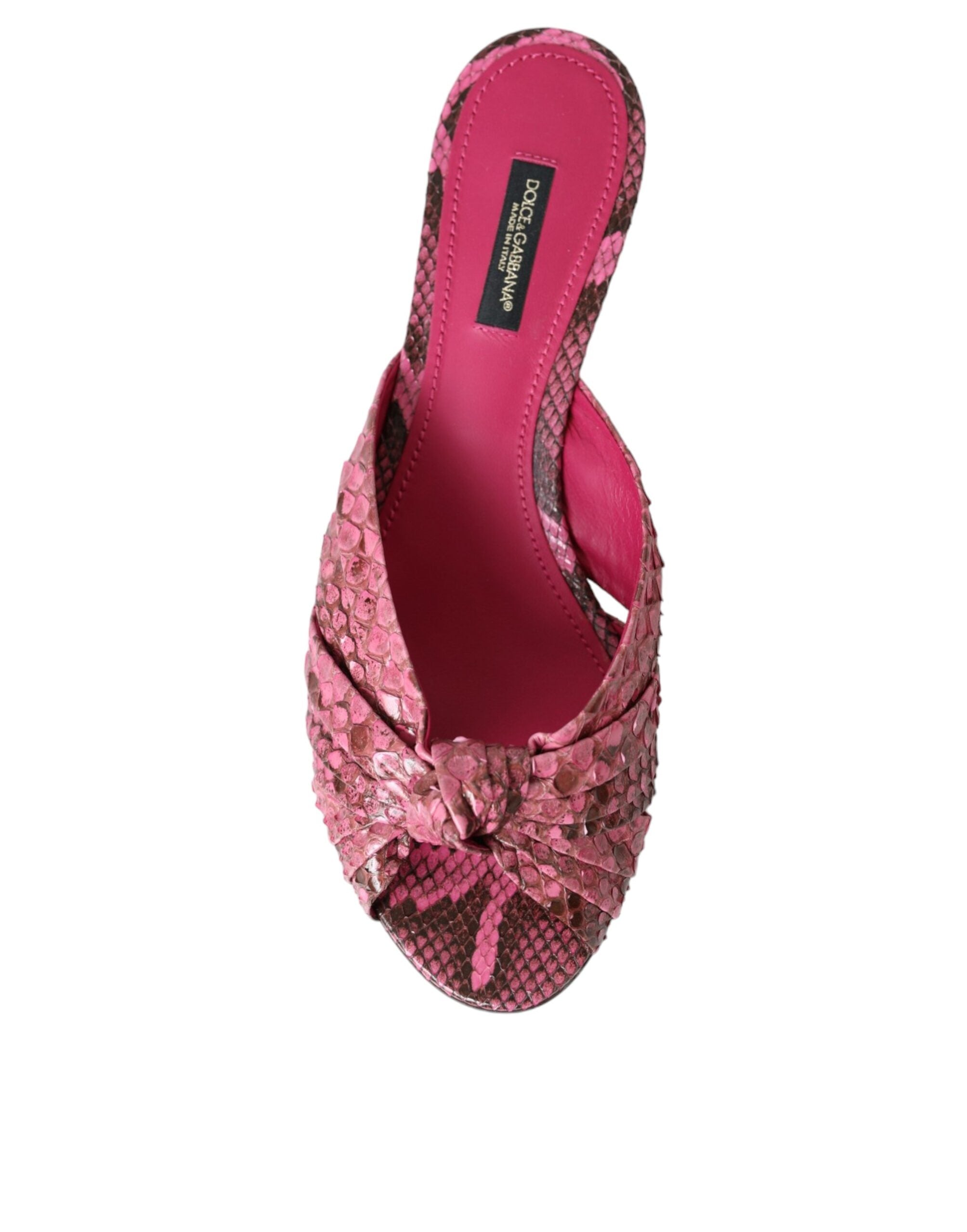 Sandale Dolce & Gabbana roz din piele exotică cu toc mic