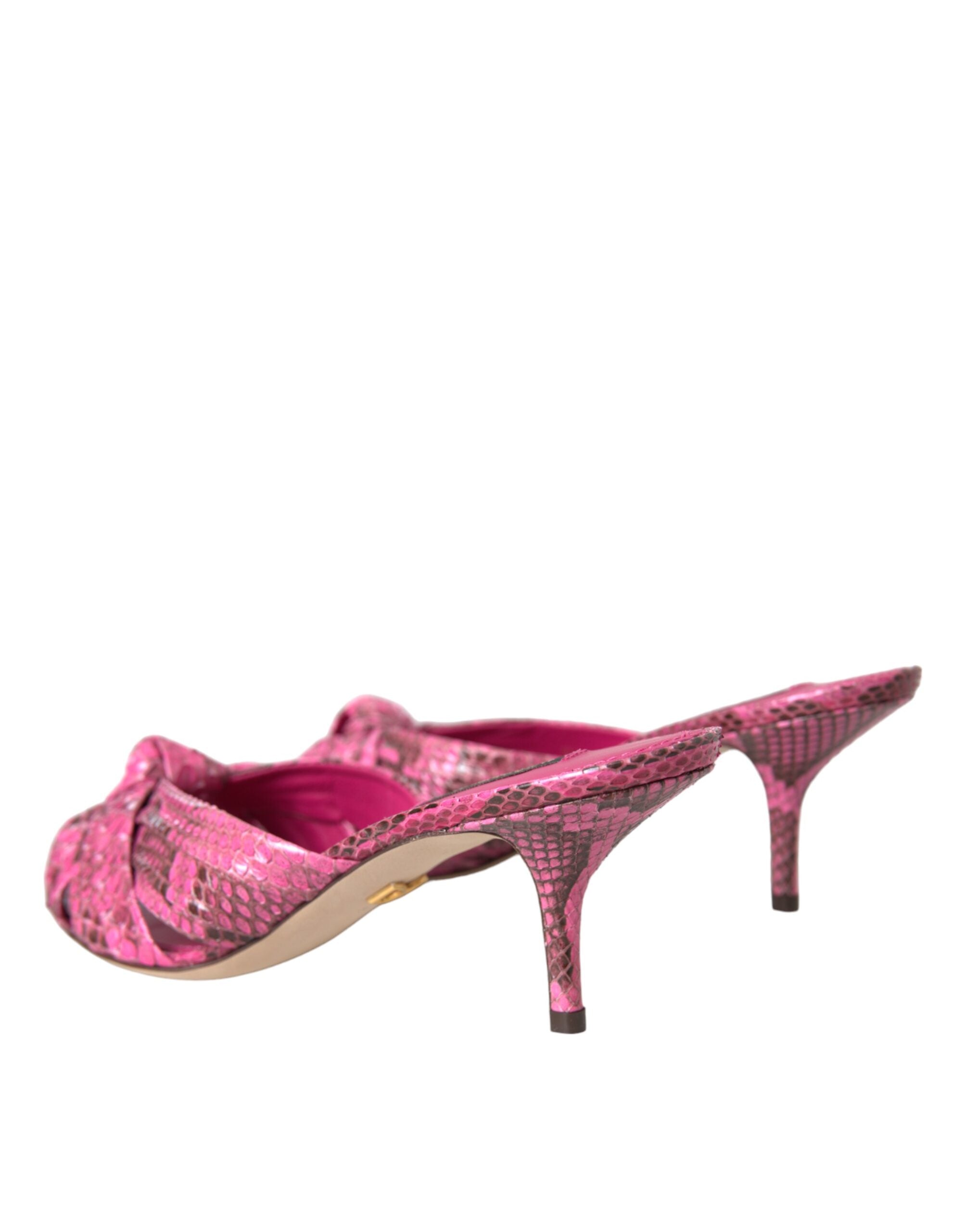 Sandale Dolce & Gabbana roz din piele exotică cu toc mic