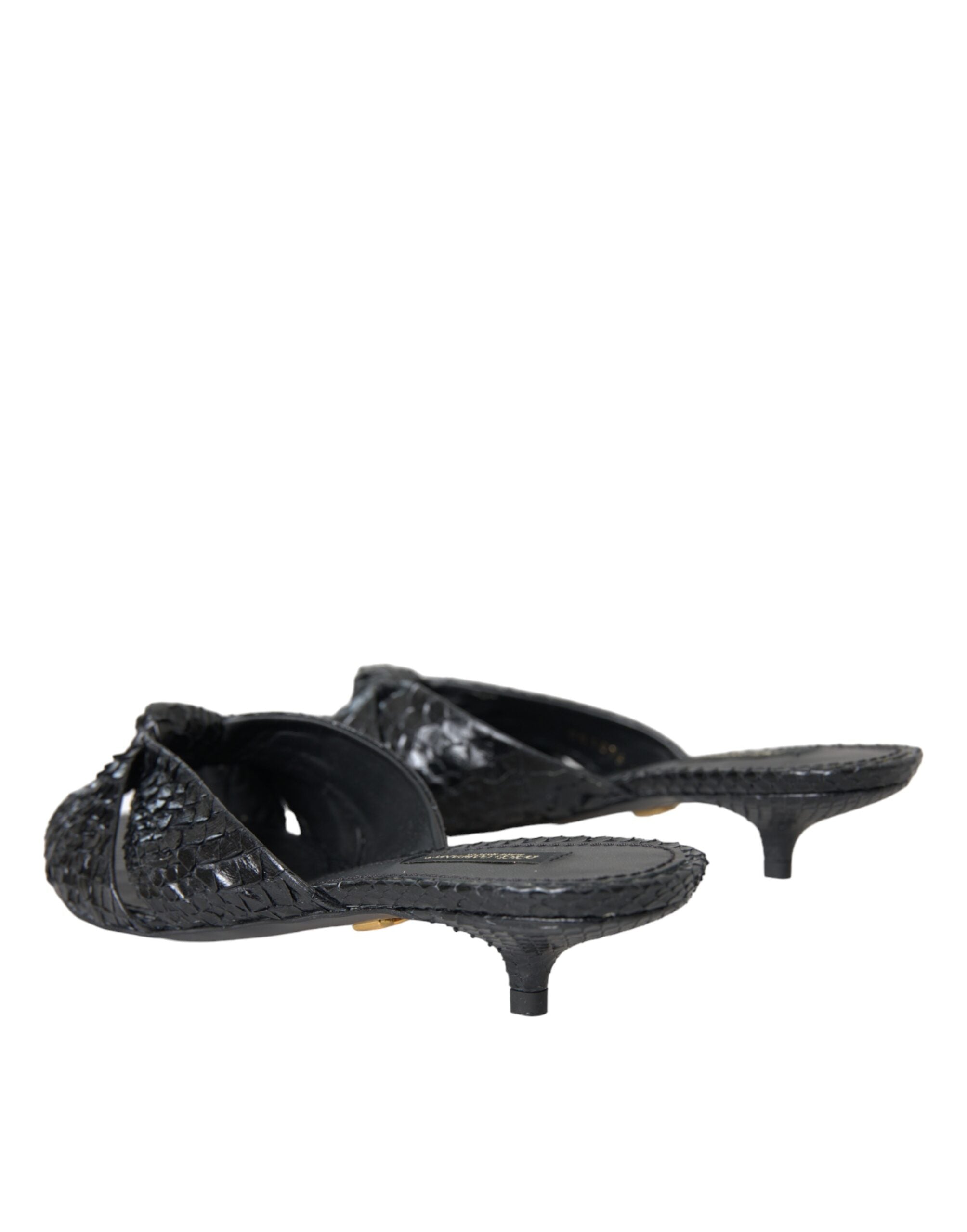 Dolce & Gabbana – Schwarze Pantoletten aus exotischem Leder mit Absatz