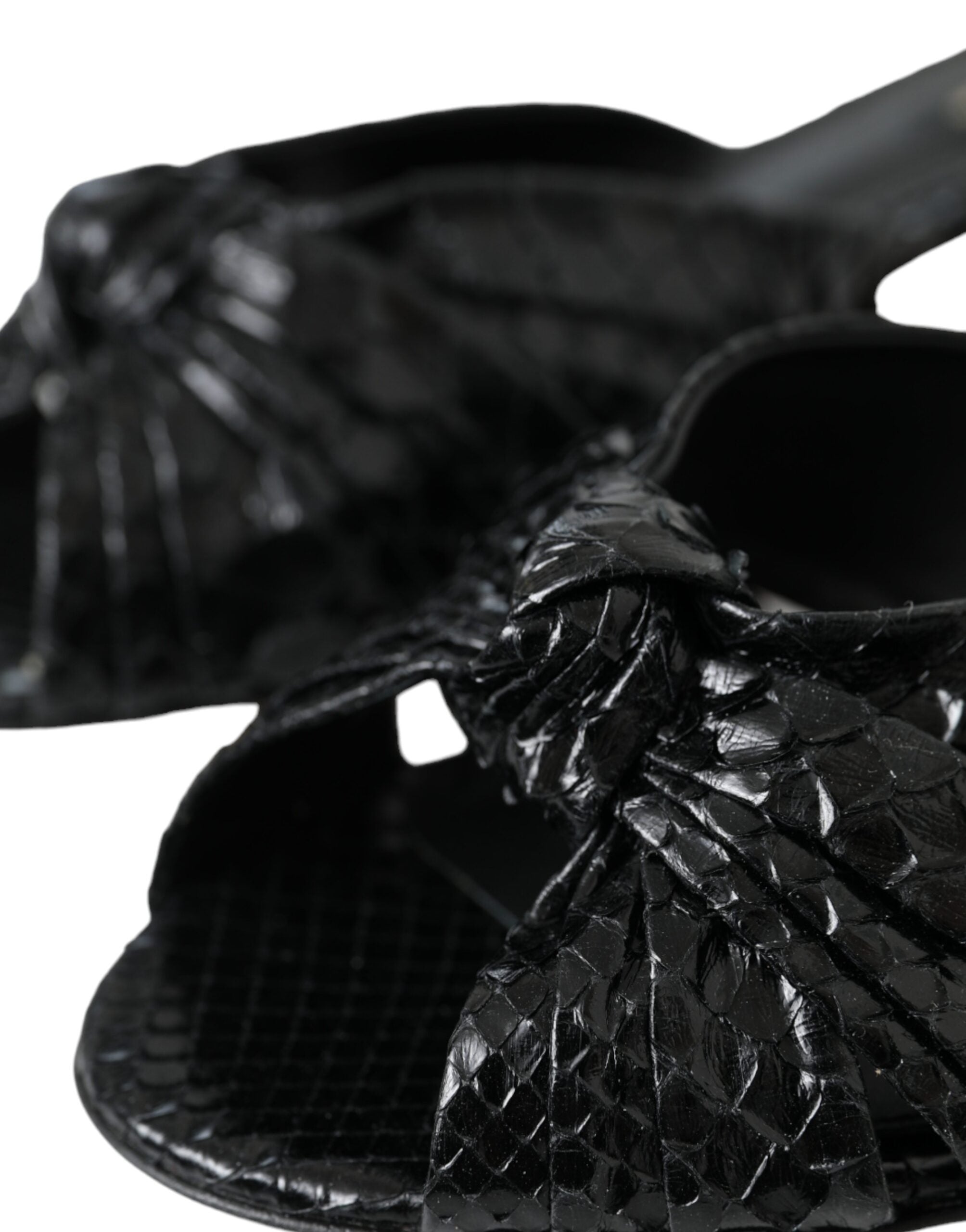 Dolce & Gabbana – Schwarze Pantoletten aus exotischem Leder mit Absatz