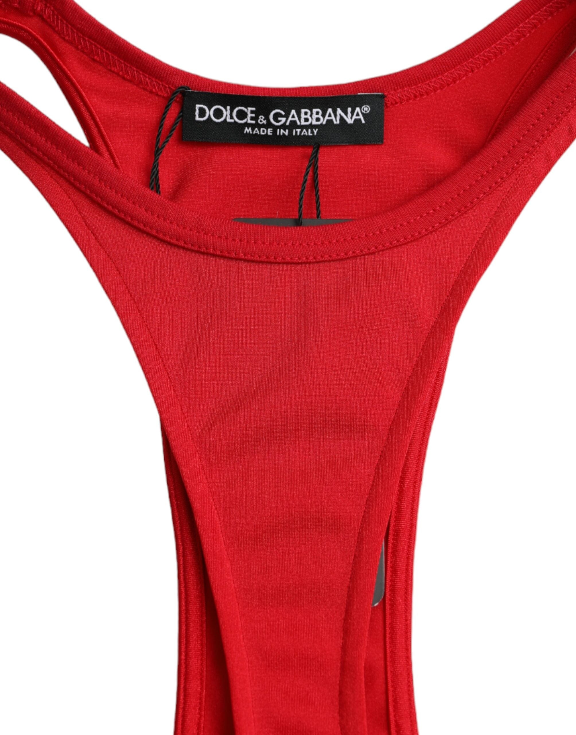 Rochie mini mulată Dolce & Gabbana din nailon elastic roșu