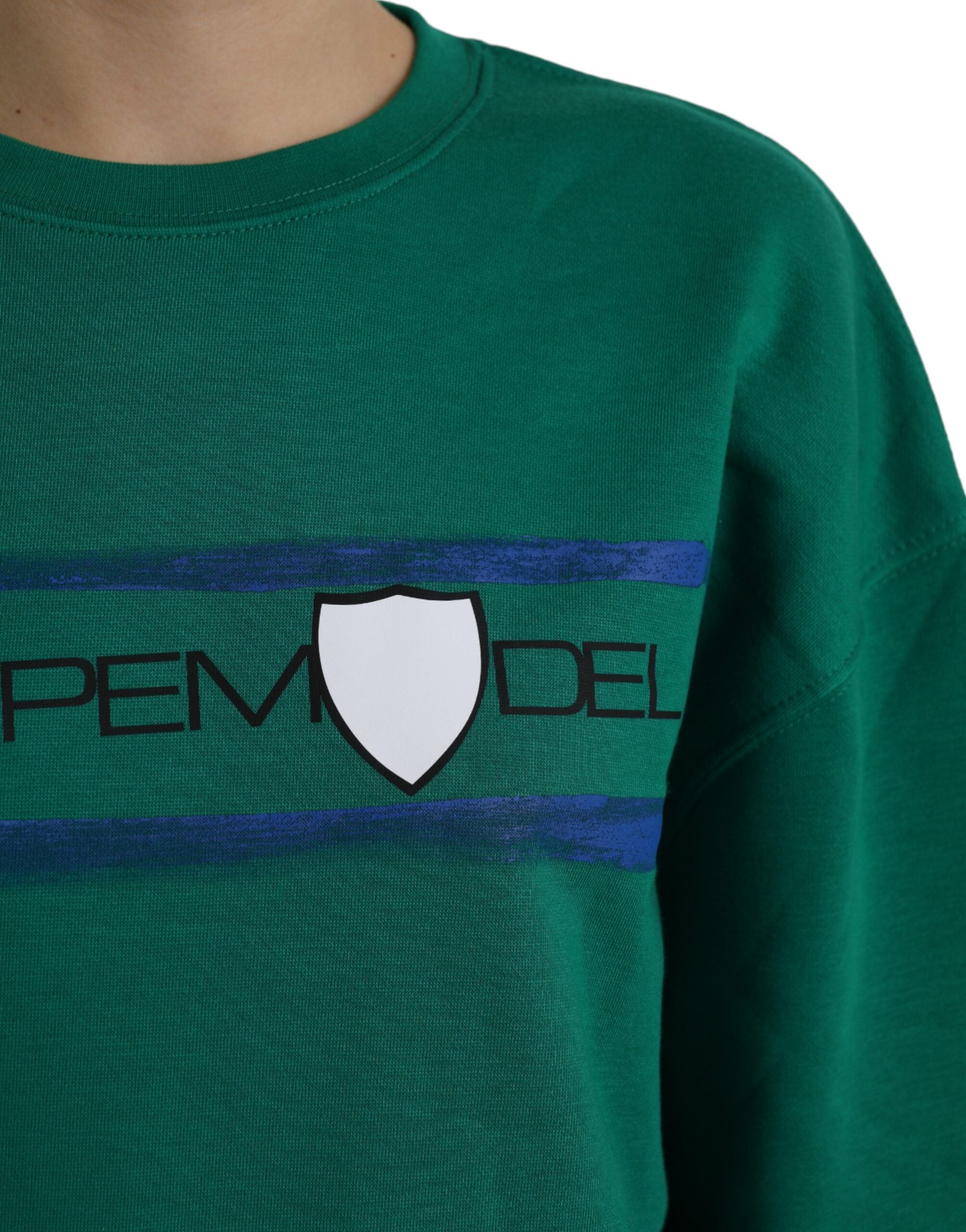 Philippe Model – Grüner Pullover mit Logo-Print aus Baumwolle mit langen Ärmeln