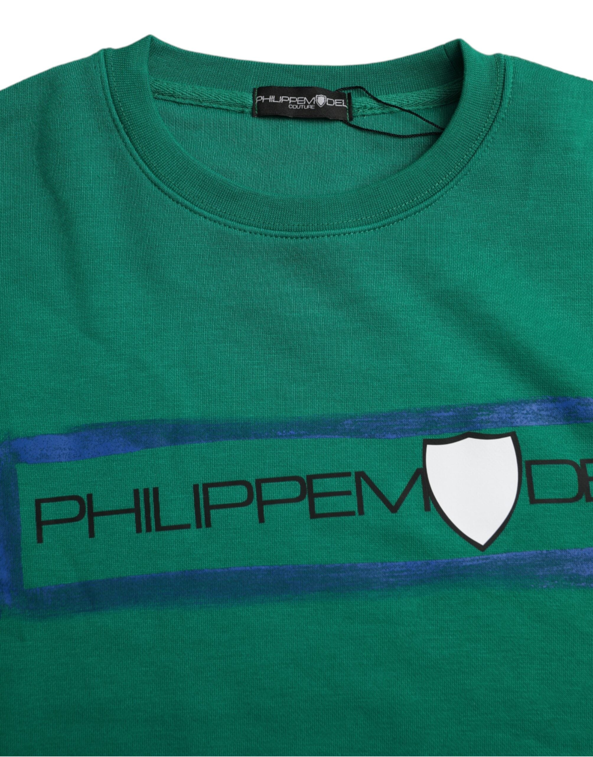 Philippe Model – Grüner Pullover mit Logo-Print aus Baumwolle mit langen Ärmeln