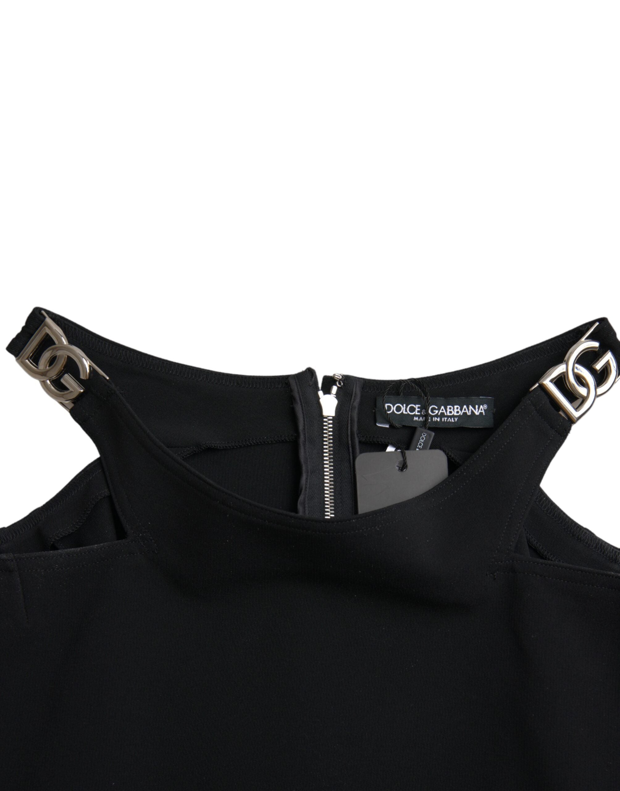 Maiou scurt cu guler rotund, fără mâneci, Dolce & Gabbana, negru
