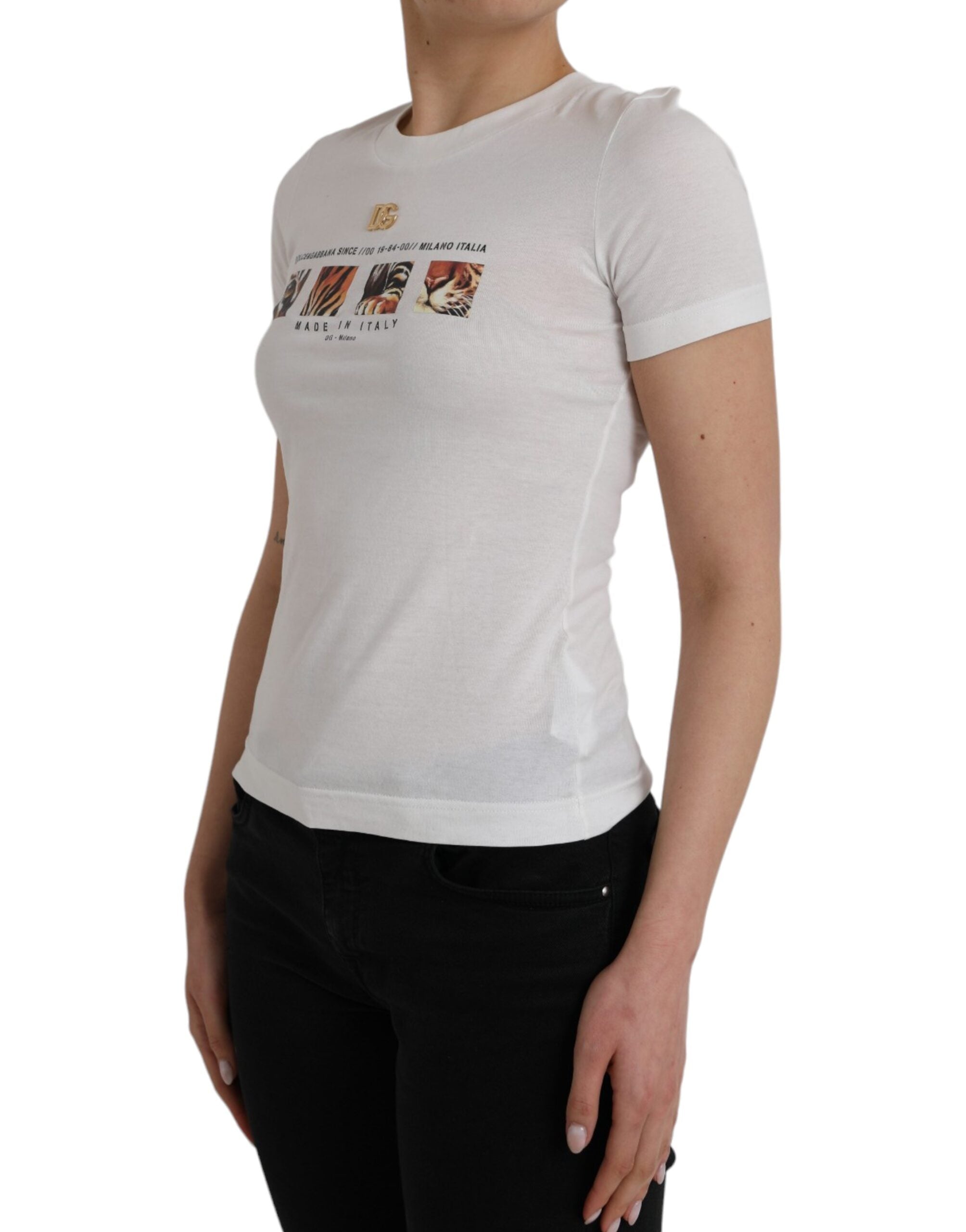 Dolce & Gabbana – Weißes T-Shirt aus Baumwolle mit kurzen Ärmeln und Rundhalsausschnitt