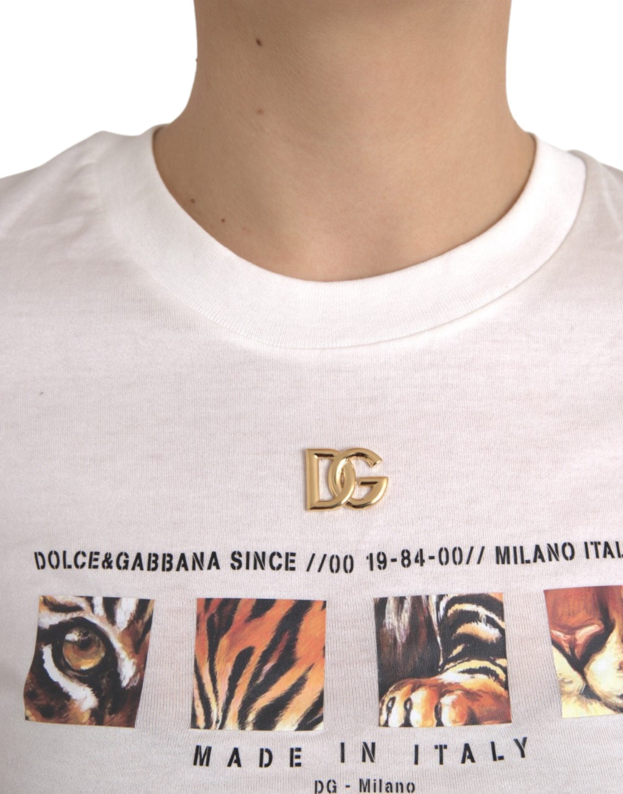 Dolce & Gabbana – Weißes T-Shirt aus Baumwolle mit kurzen Ärmeln und Rundhalsausschnitt