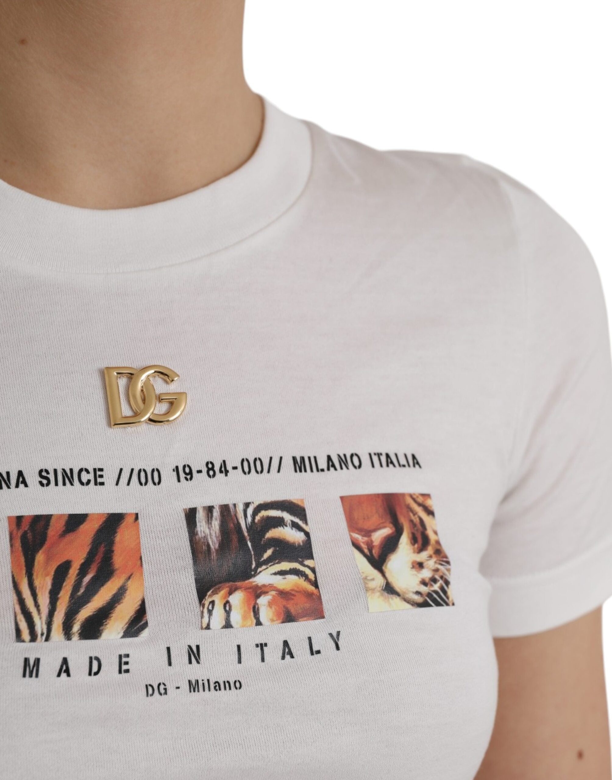 Dolce & Gabbana – Weißes T-Shirt aus Baumwolle mit kurzen Ärmeln und Rundhalsausschnitt