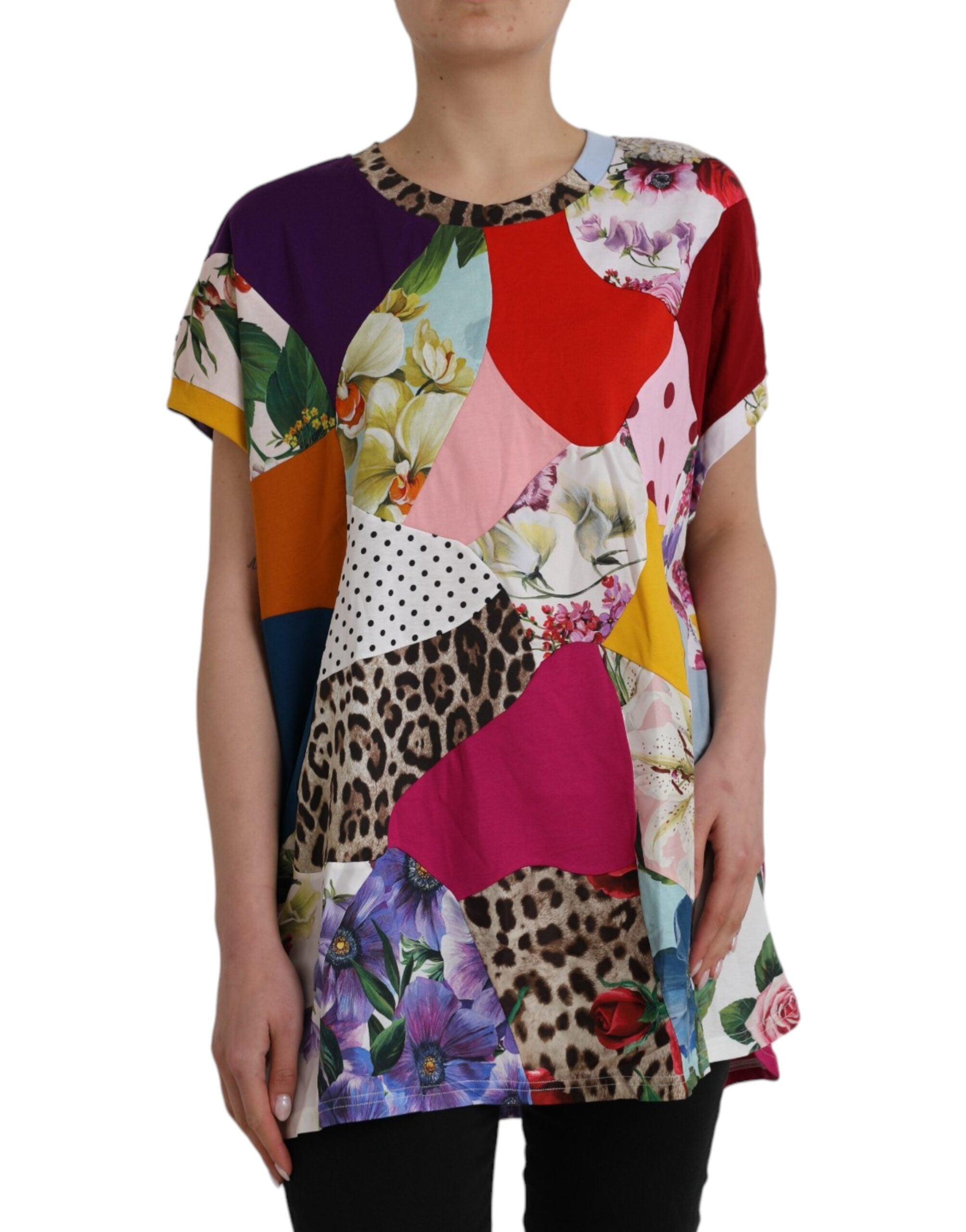 Bluză Dolce & Gabbana din mătase și bumbac multicolor cu model patchwork