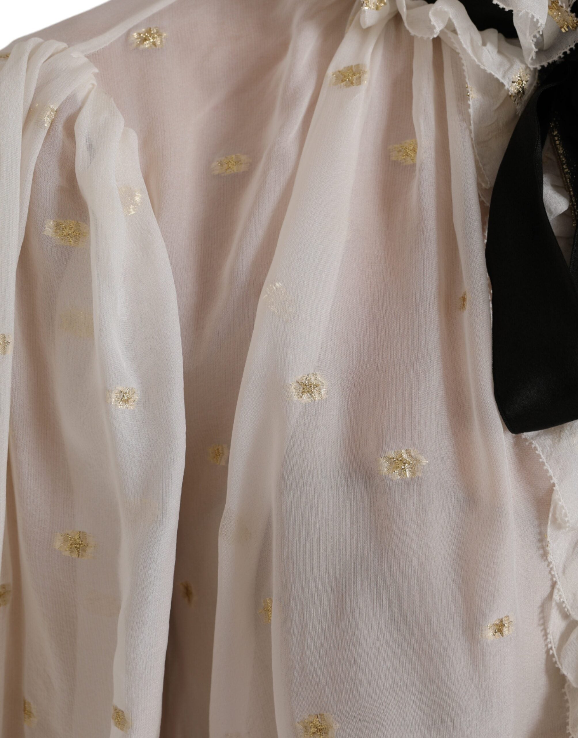 Dolce & Gabbana Blusentop aus Seidenmischung mit Ascot-Kragen in Off-White