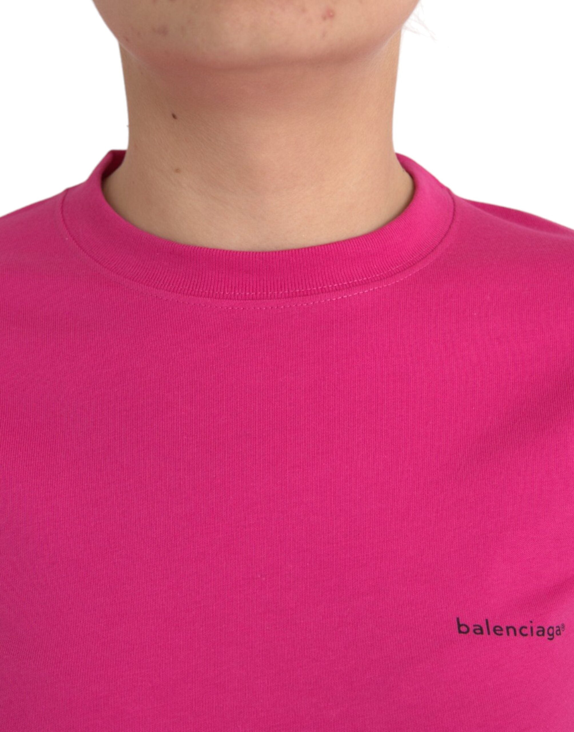 Tricou Balenciaga roz din bumbac cu guler rotund și mânecă scurtă