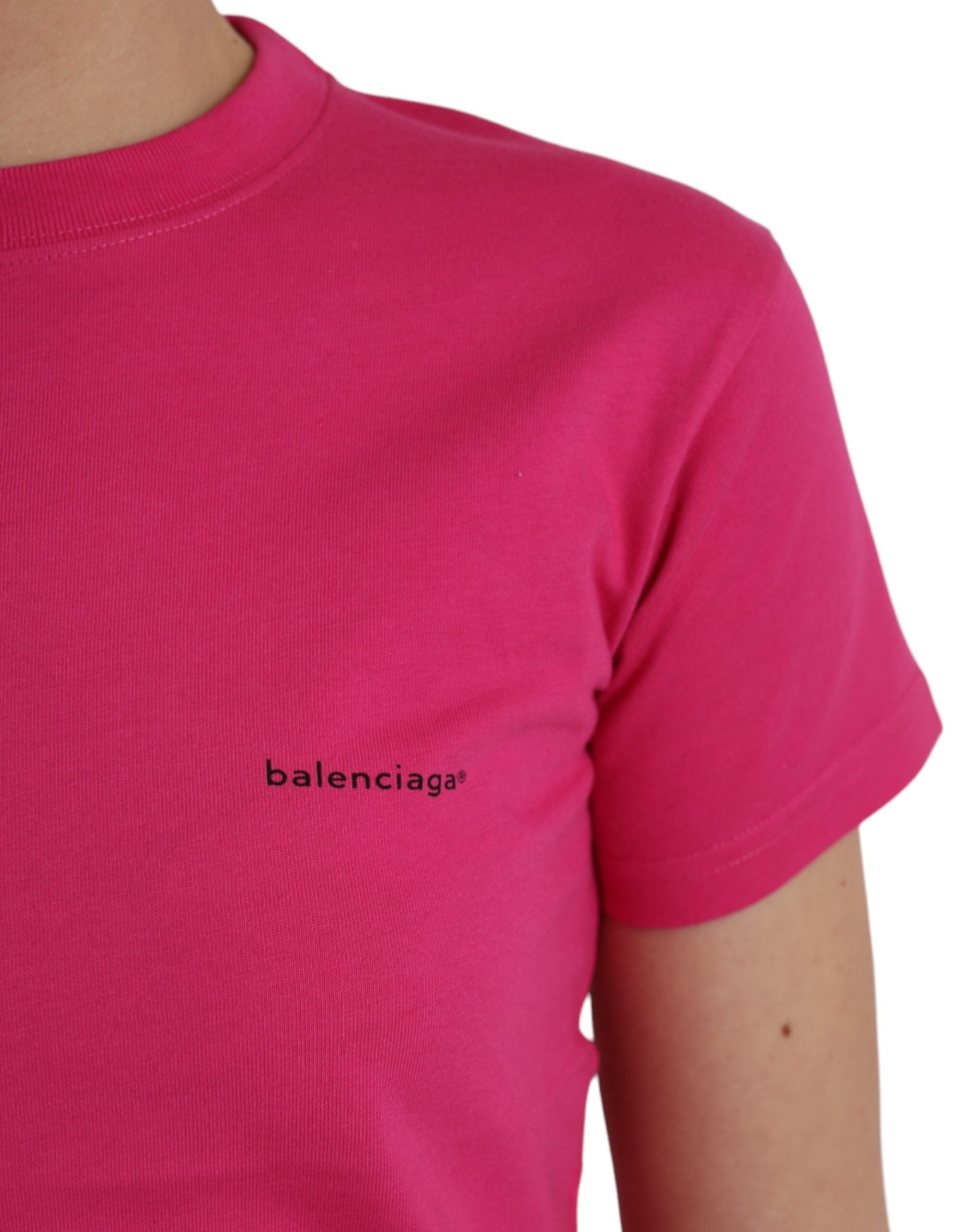 Tricou Balenciaga roz din bumbac cu guler rotund și mânecă scurtă