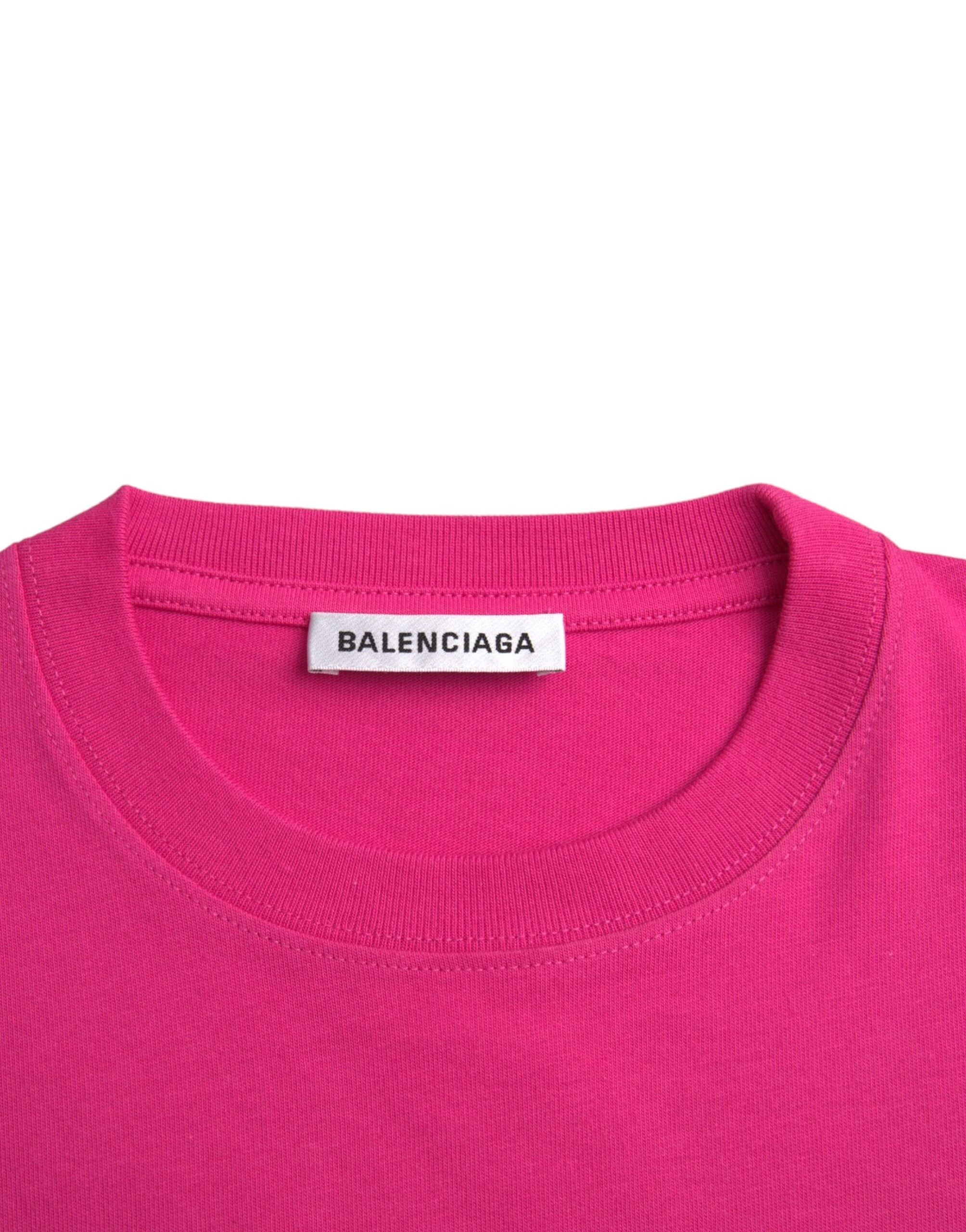 Tricou Balenciaga roz din bumbac cu guler rotund și mânecă scurtă