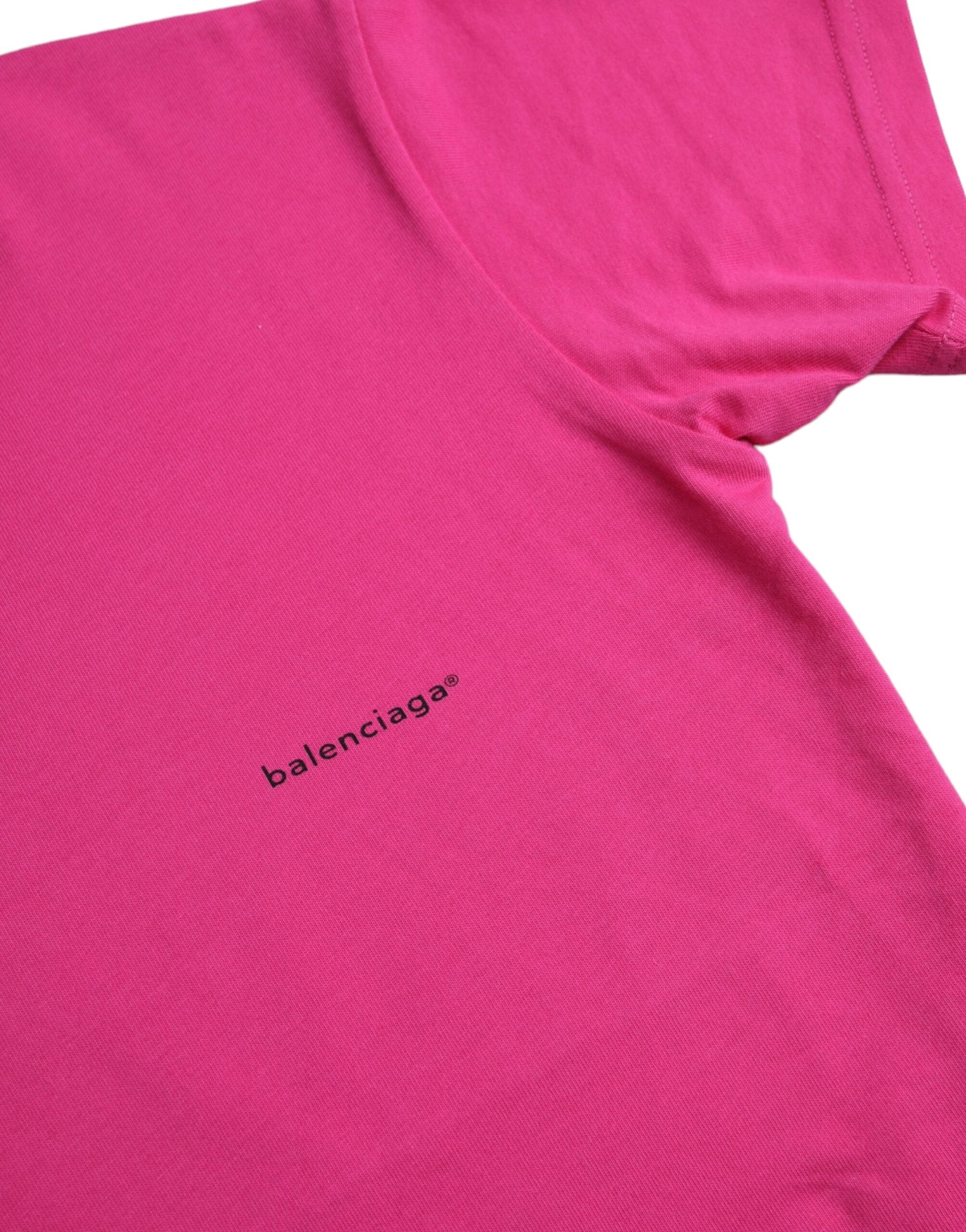 Tricou Balenciaga roz din bumbac cu guler rotund și mânecă scurtă