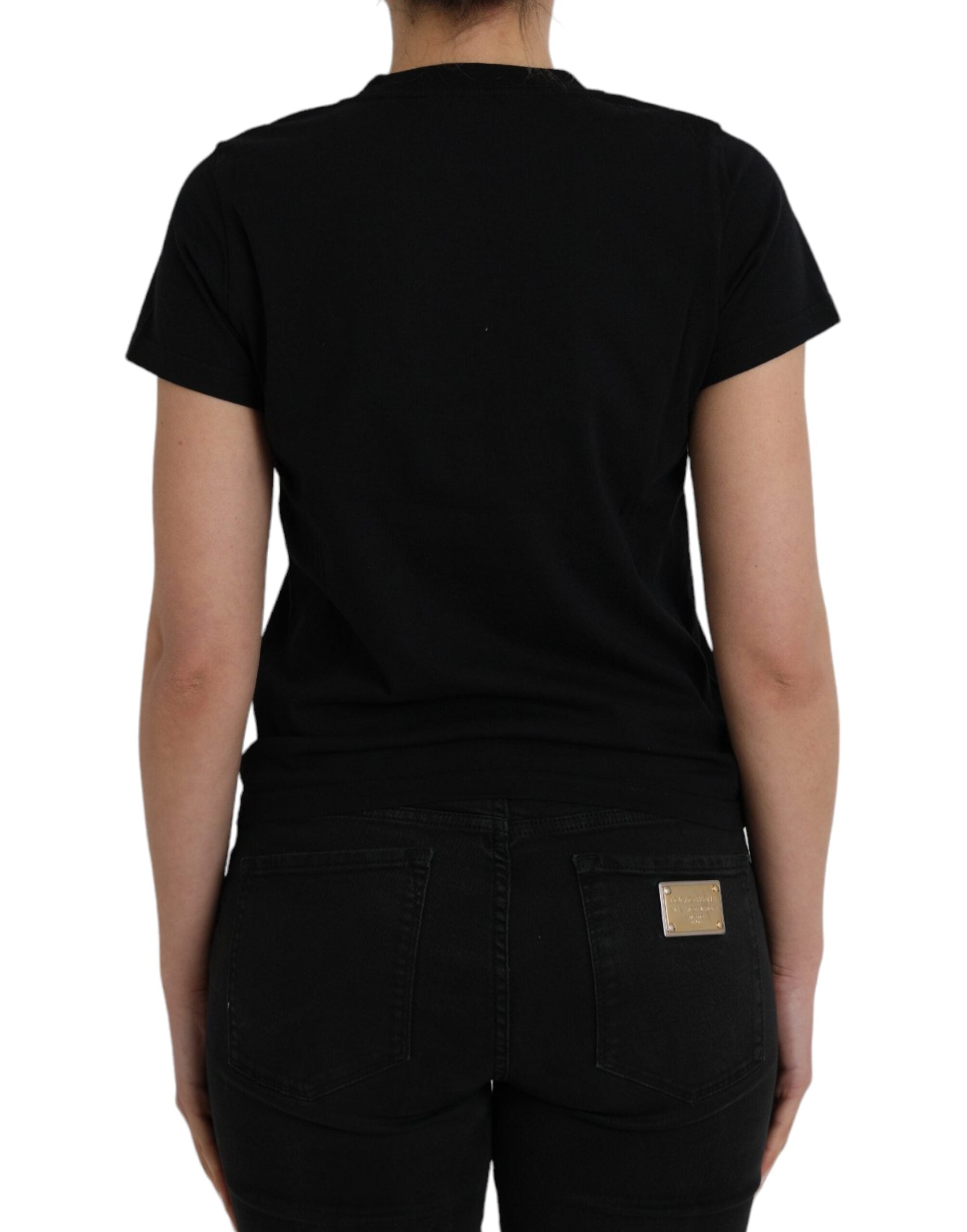 Tricou Balenciaga negru din bumbac cu imprimeu logo și mânecă scurtă, guler rotund