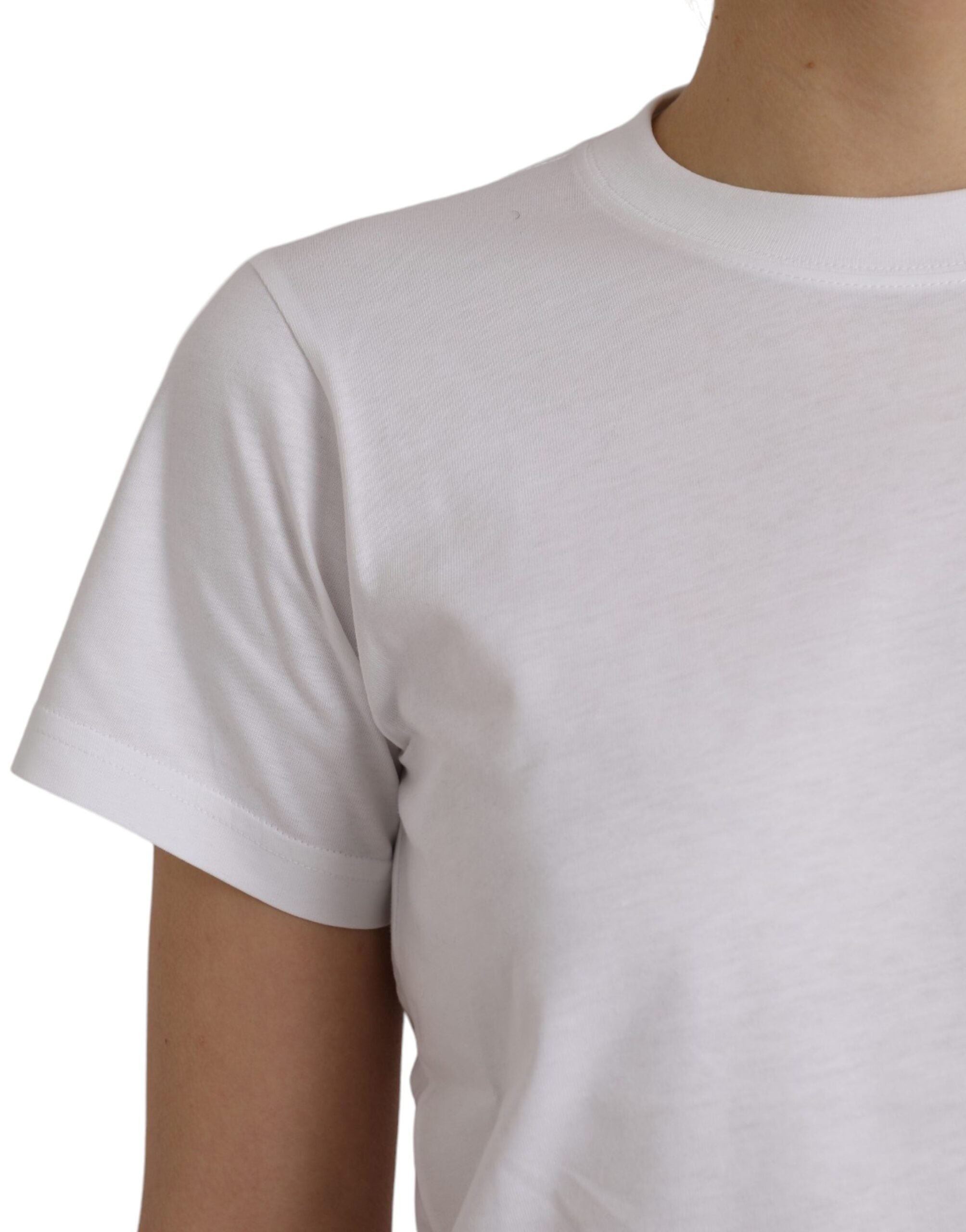 Tricou Balenciaga alb din bumbac cu guler rotund și mânecă scurtă