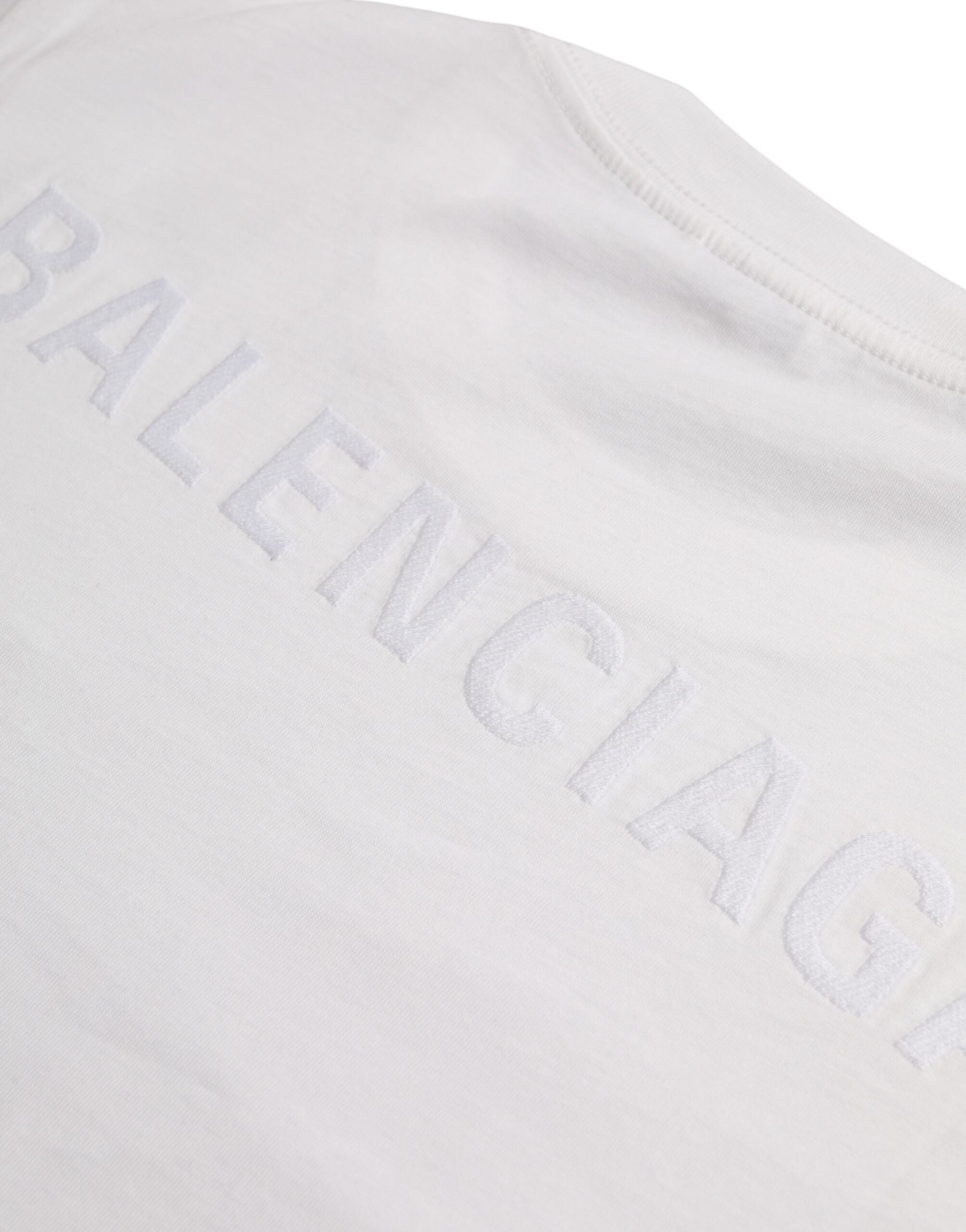 Tricou Balenciaga alb din bumbac cu guler rotund și mânecă scurtă