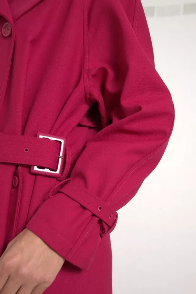 Dolce & Gabbana – Zweireihige Trenchcoat-Jacke in Dunkelrosa