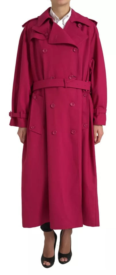 Dolce & Gabbana – Zweireihige Trenchcoat-Jacke in Dunkelrosa
