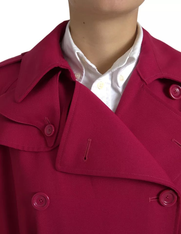 Dolce & Gabbana – Zweireihige Trenchcoat-Jacke in Dunkelrosa