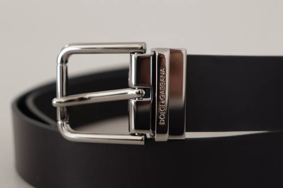 Dolce & Gabbana – Schwarzer Gürtel aus Kalbsleder mit Logogravur und Metallschnalle