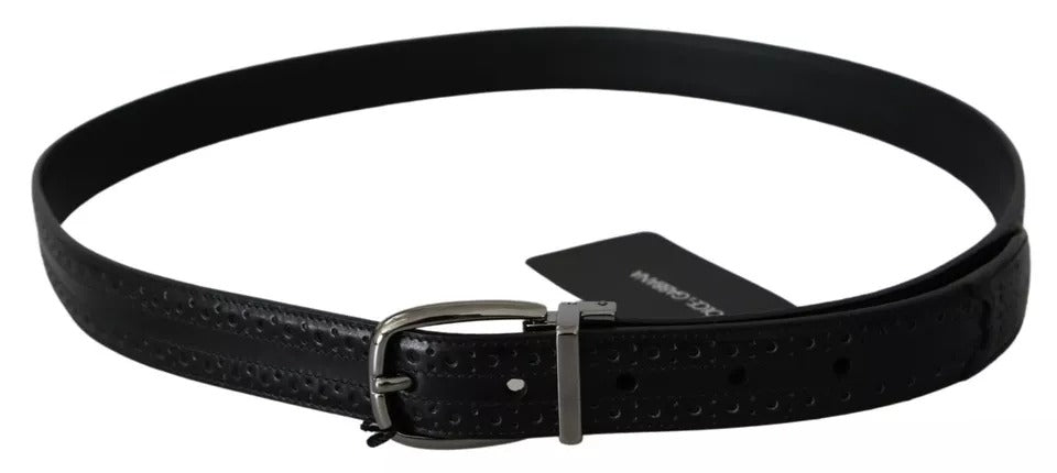 Dolce & Gabbana Klassischer Gürtel aus schwarzem Leder mit silberner Metallschnalle
