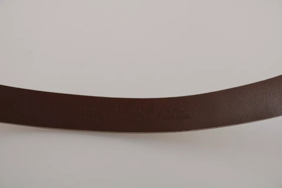 Dolce & Gabbana Cremebeige Taillenledergürtel mit goldener Schnalle