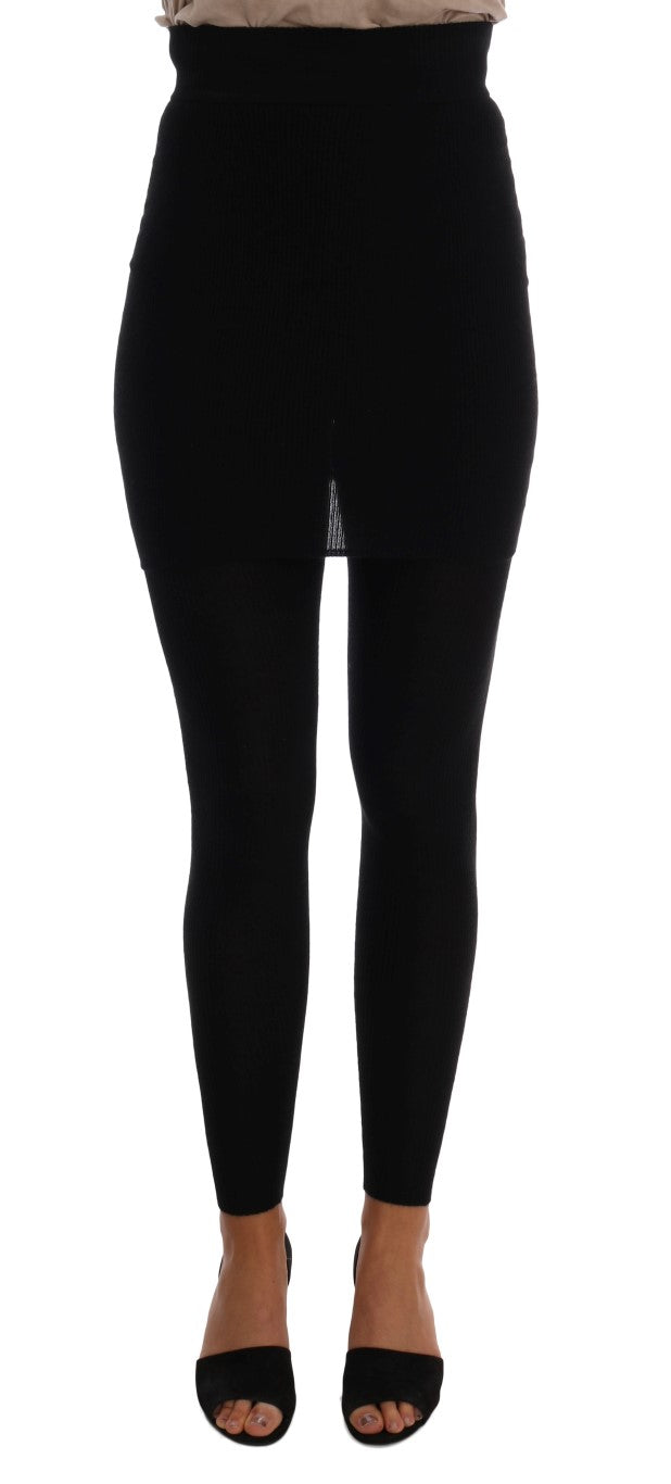 Pantaloni eleganți negri din cașmir și mătase elastică Dolce & Gabbana