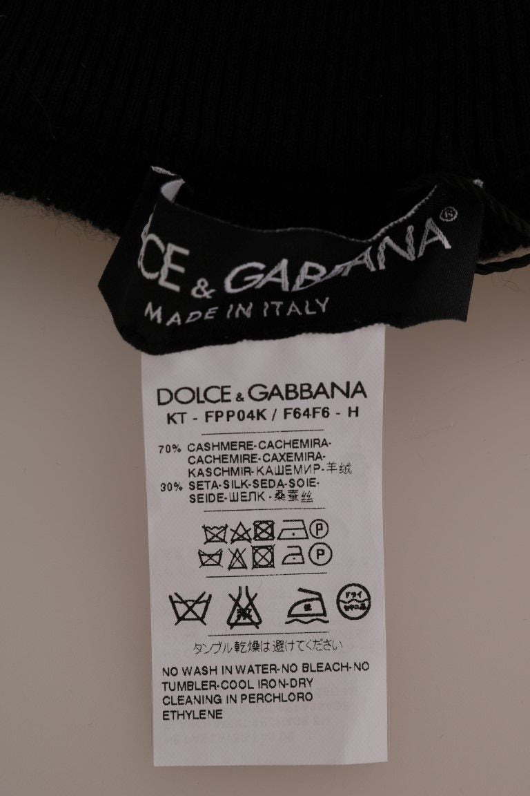Pantaloni eleganți negri din cașmir și mătase elastică Dolce & Gabbana