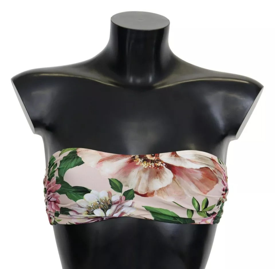 Dolce & Gabbana Rosa Blumendruck Badeanzug Beachwear Bikini Top