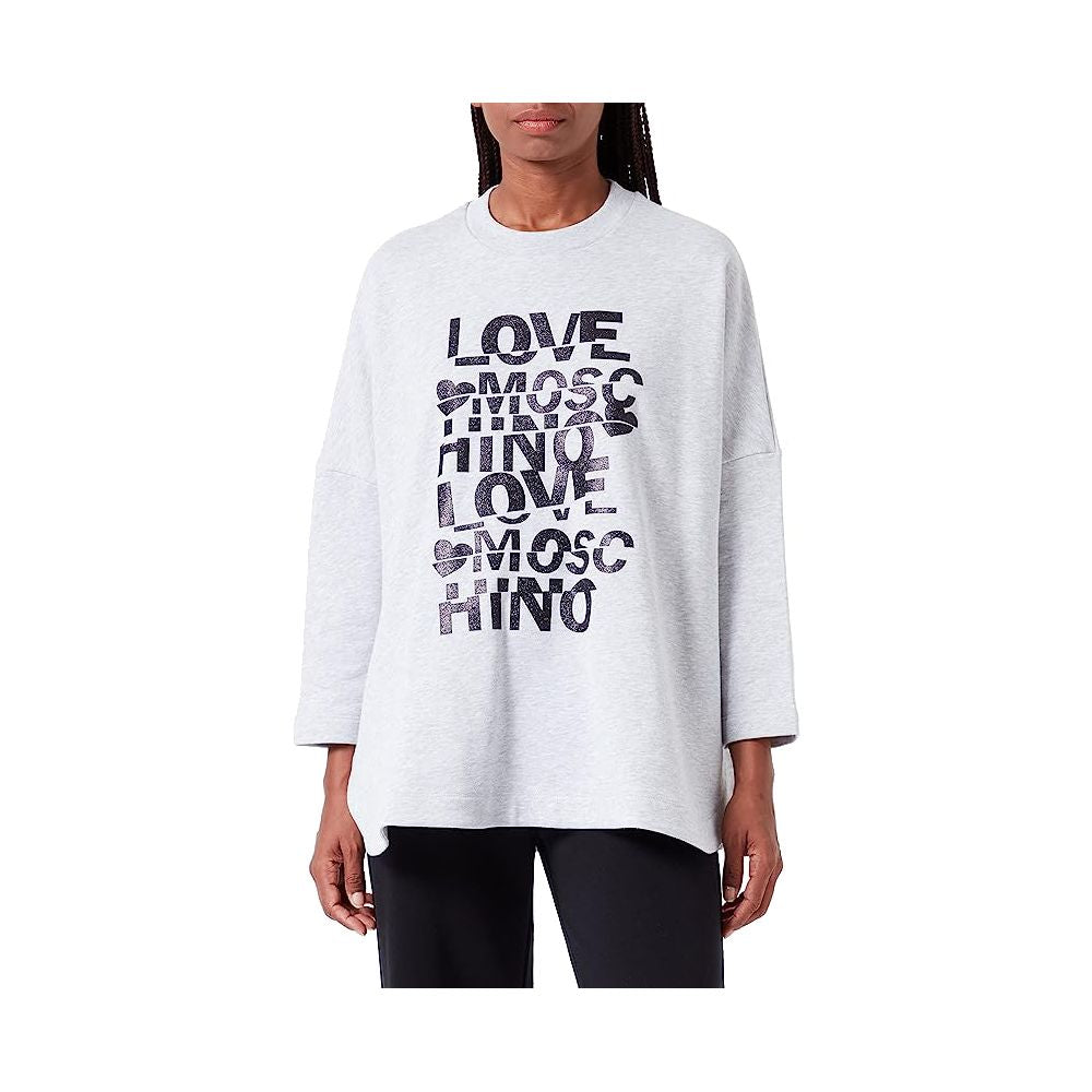 Love Moschino Graues Baumwoll-Sweatshirt für Damen