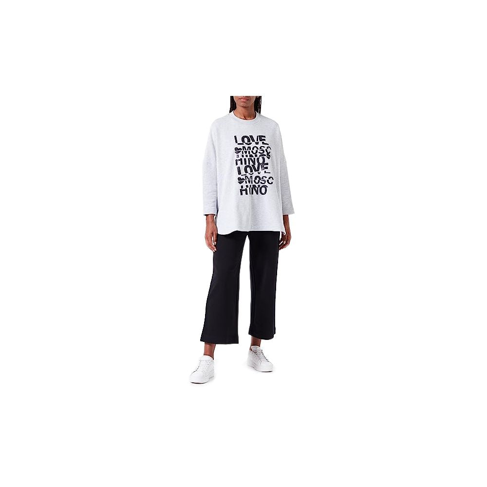 Love Moschino Graues Baumwoll-Sweatshirt für Damen