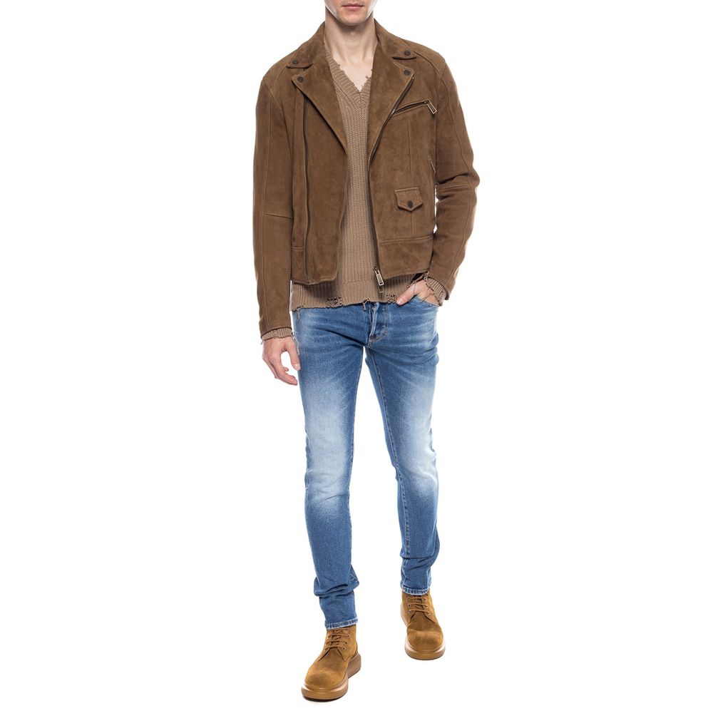 Blugi Dsquared² albaștri din bumbac, cu aspect uzat, pentru bărbați