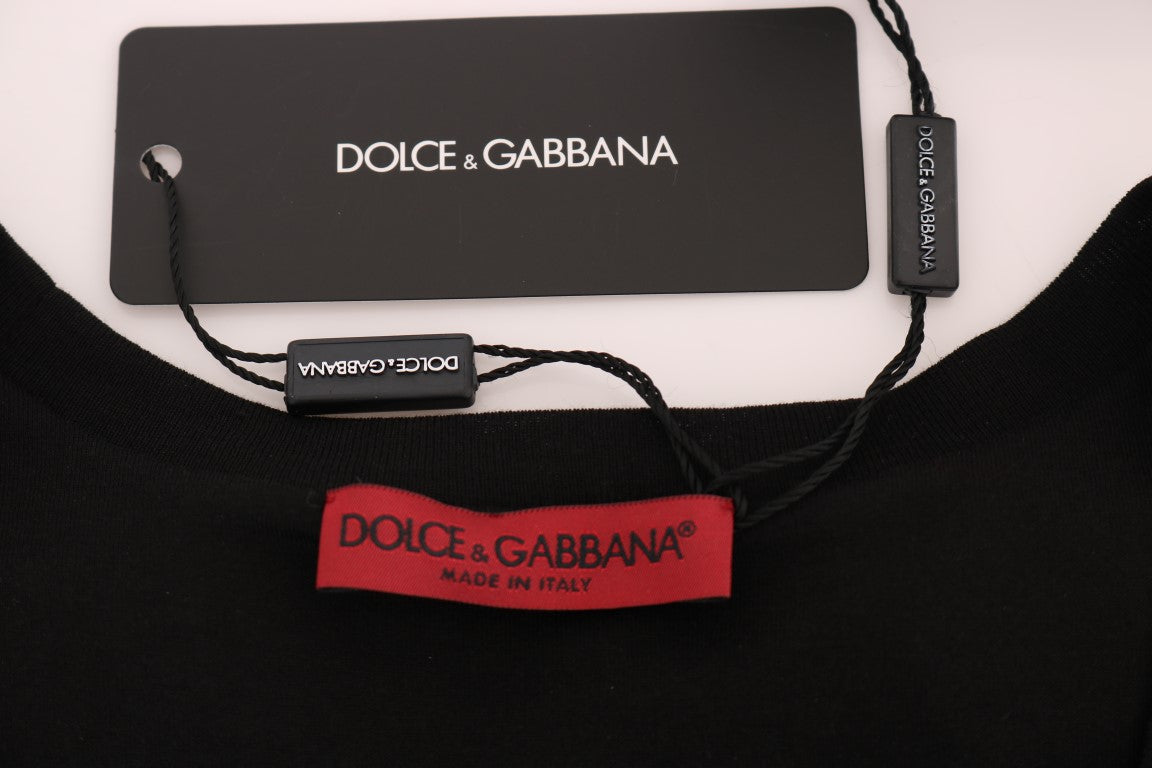 Dolce & Gabbana – Schwarze Camisole-Bluse mit Blumenmuster und Pailletten