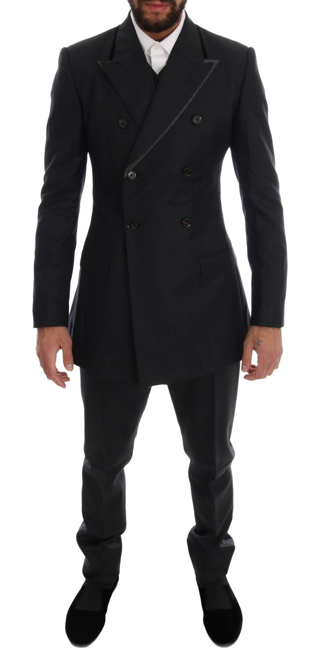 Dolce & Gabbana Eleganter grauer zweireihiger Wollanzug