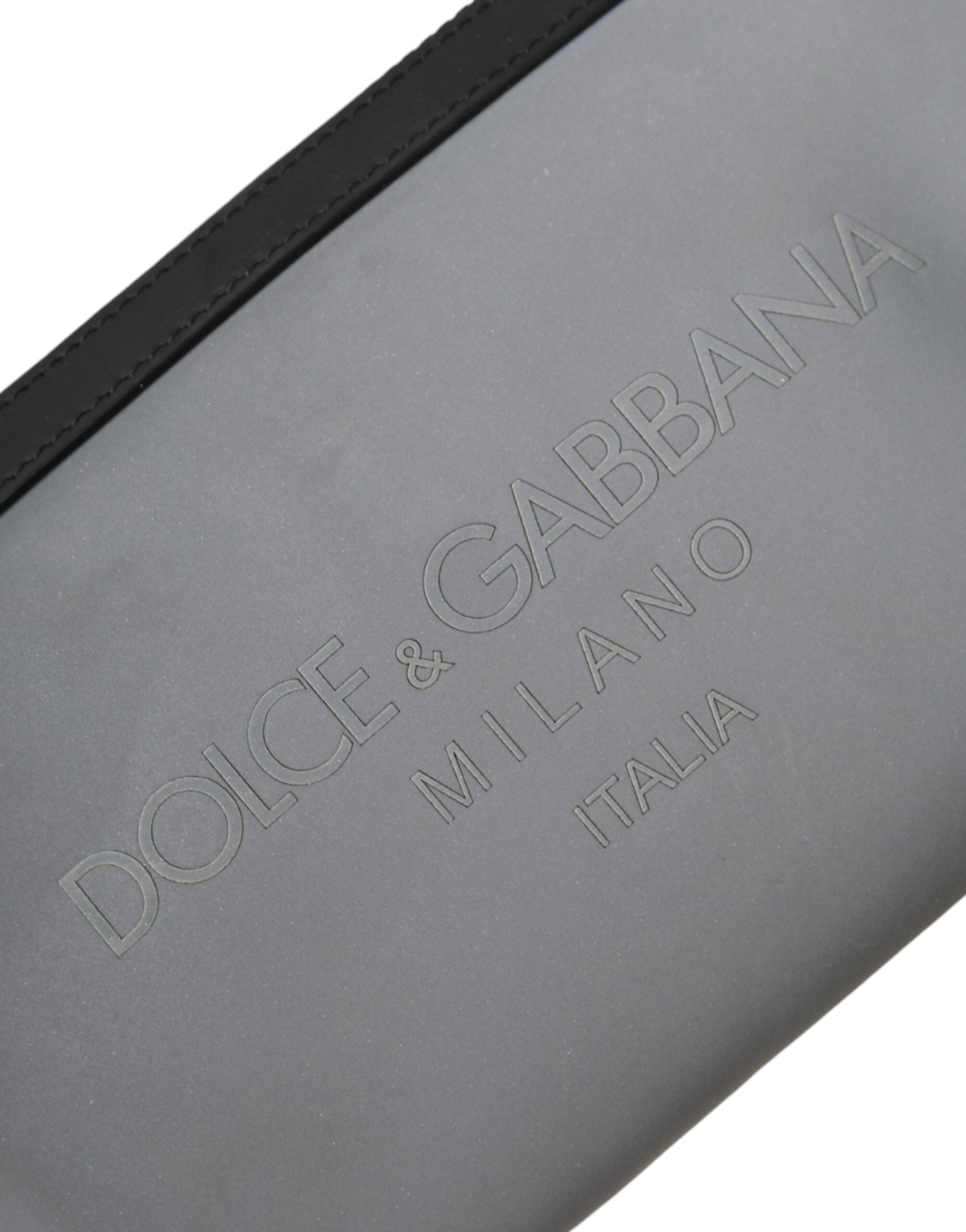 Dolce & Gabbana – Gürteltasche aus Neopren mit Logo und Reißverschluss in Grau