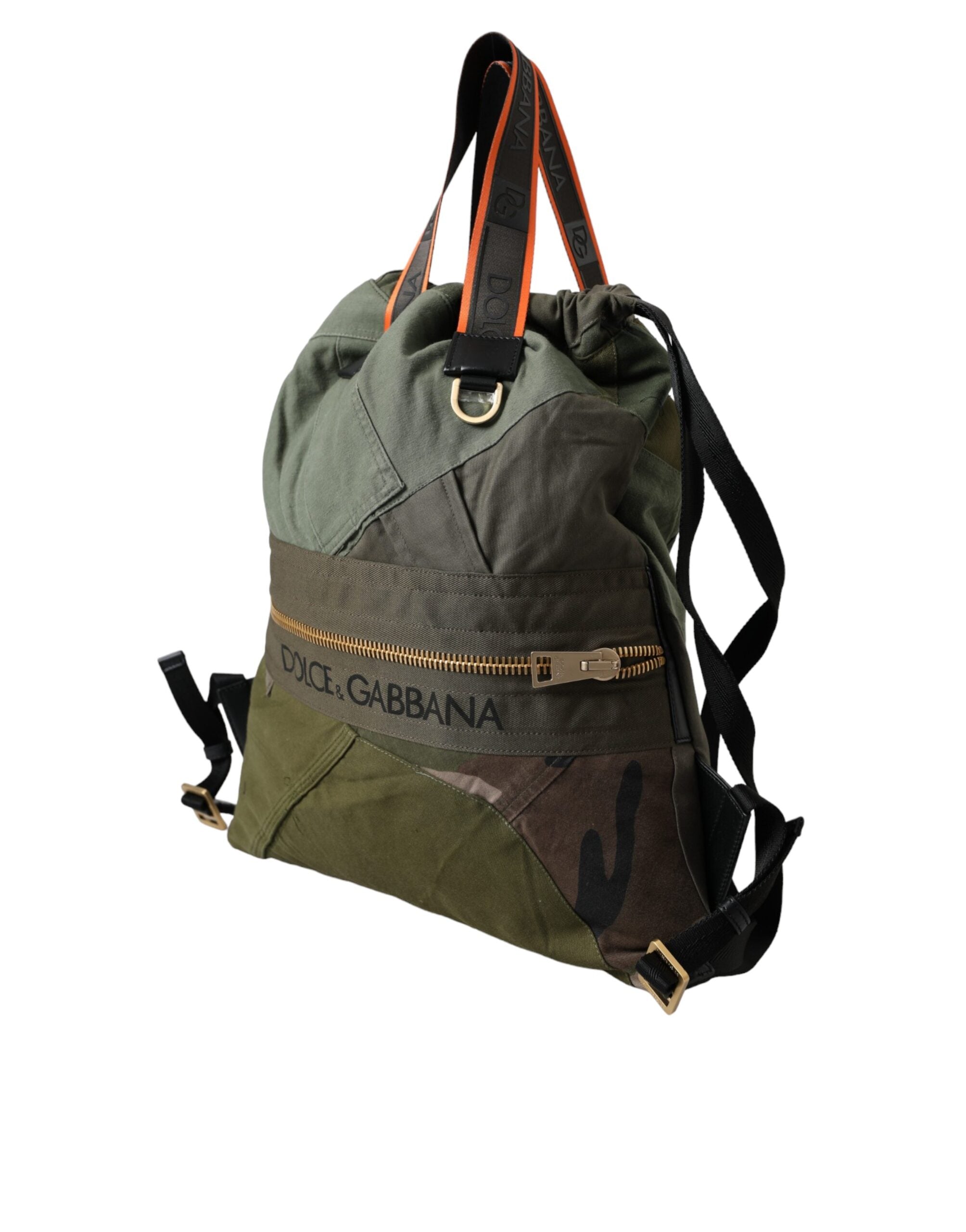 Dolce & Gabbana Militärgrüner Patchwork-Rucksack