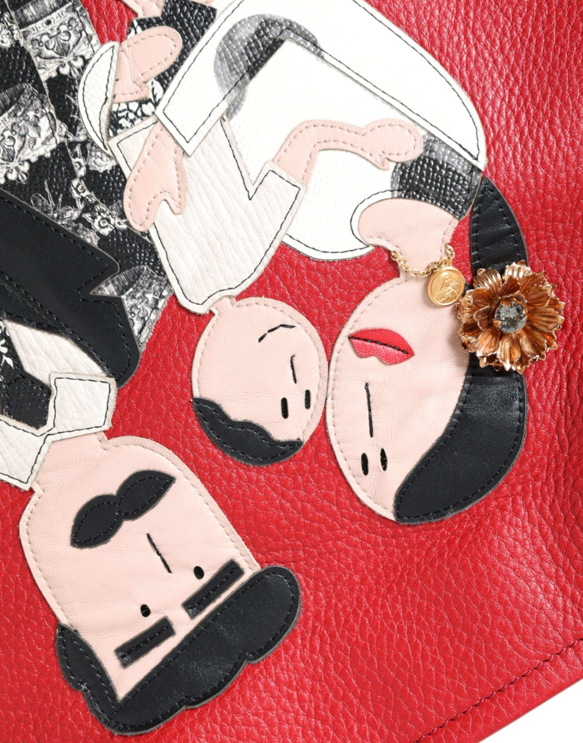 Geantă de cumpărături Dolce & Gabbana din piele roșie cu imprimeu #DGFamily