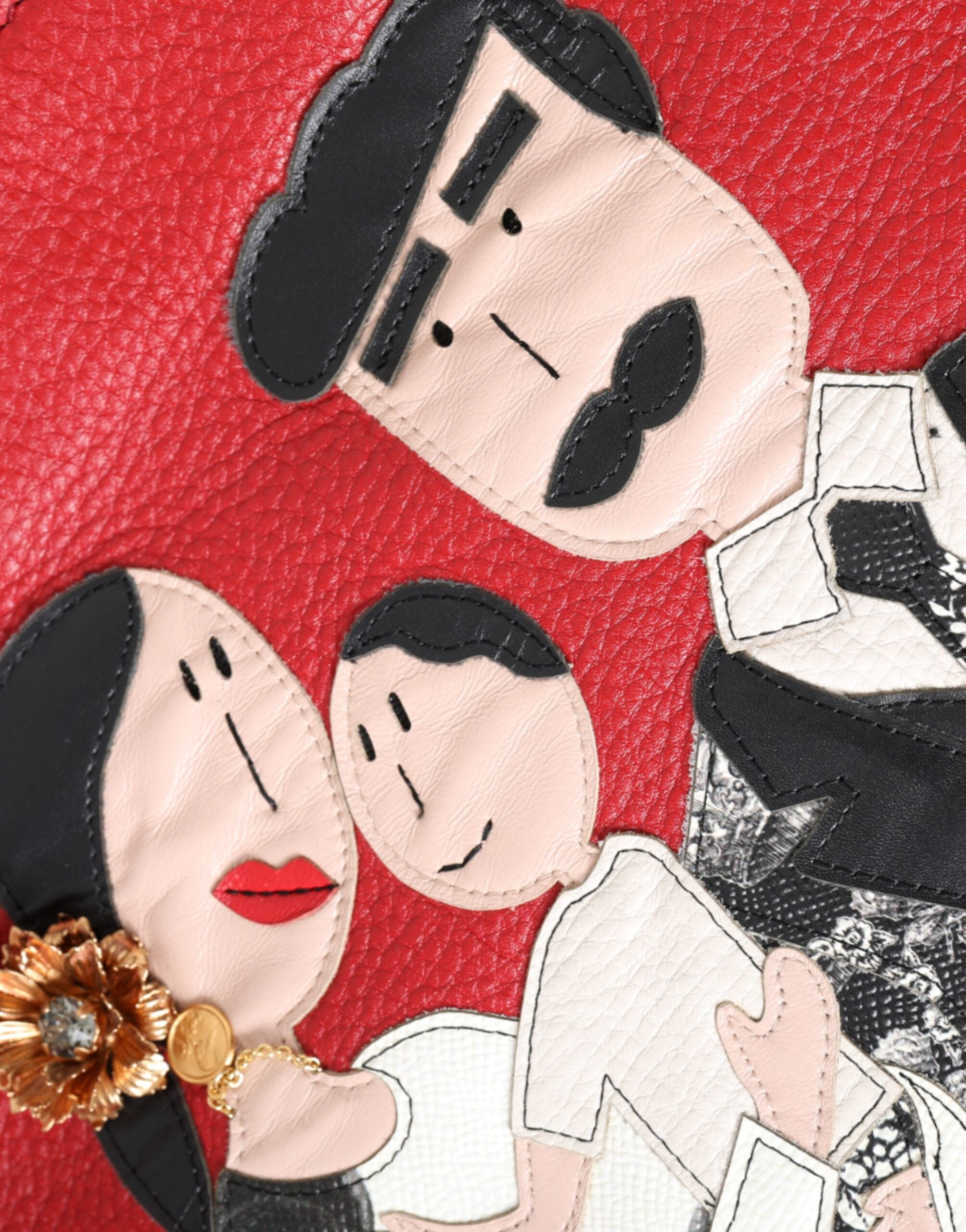 Geantă de cumpărături Dolce & Gabbana din piele roșie cu imprimeu #DGFamily