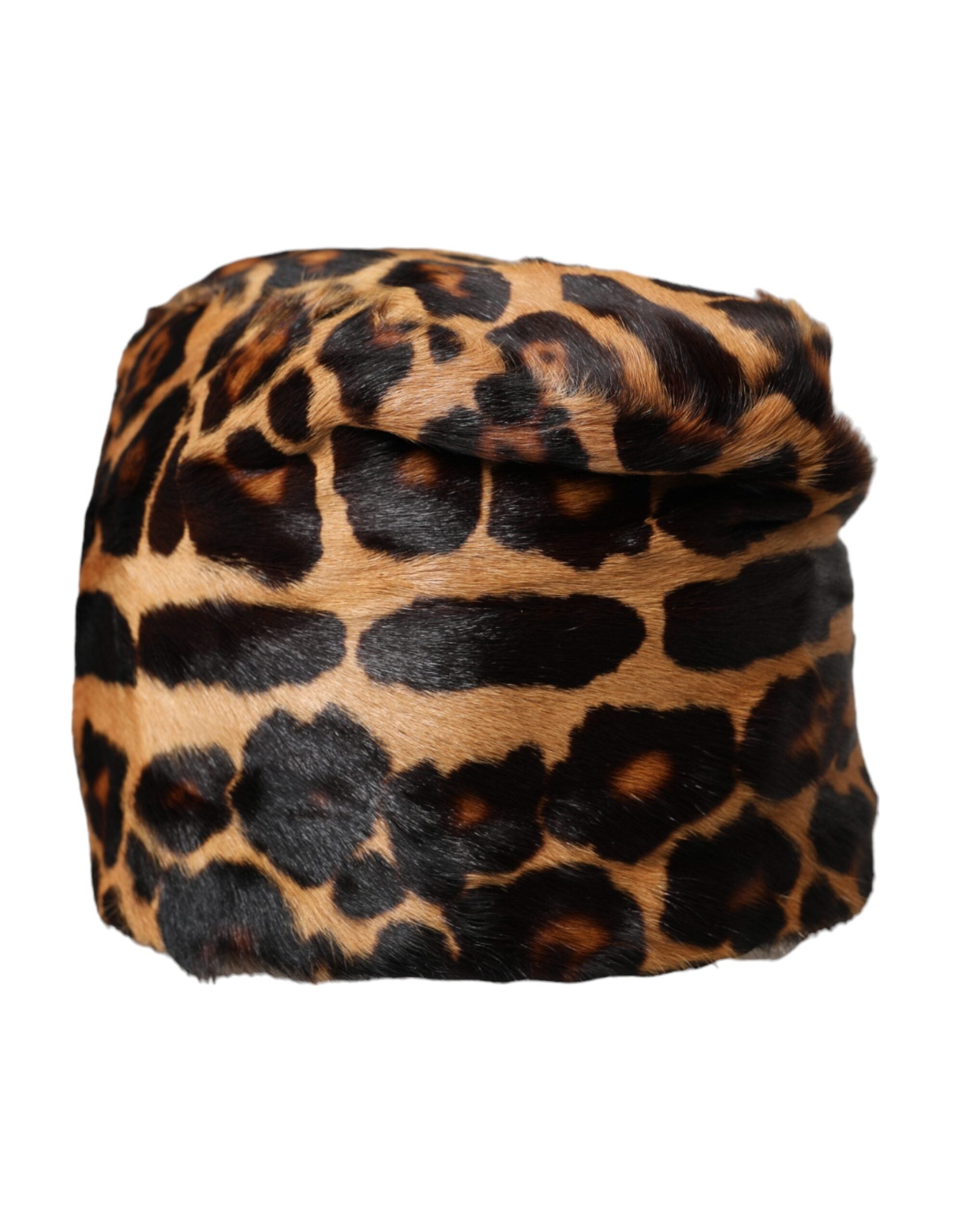 Pălărie Dolce & Gabbana cu blană de leopard maro pentru femei
