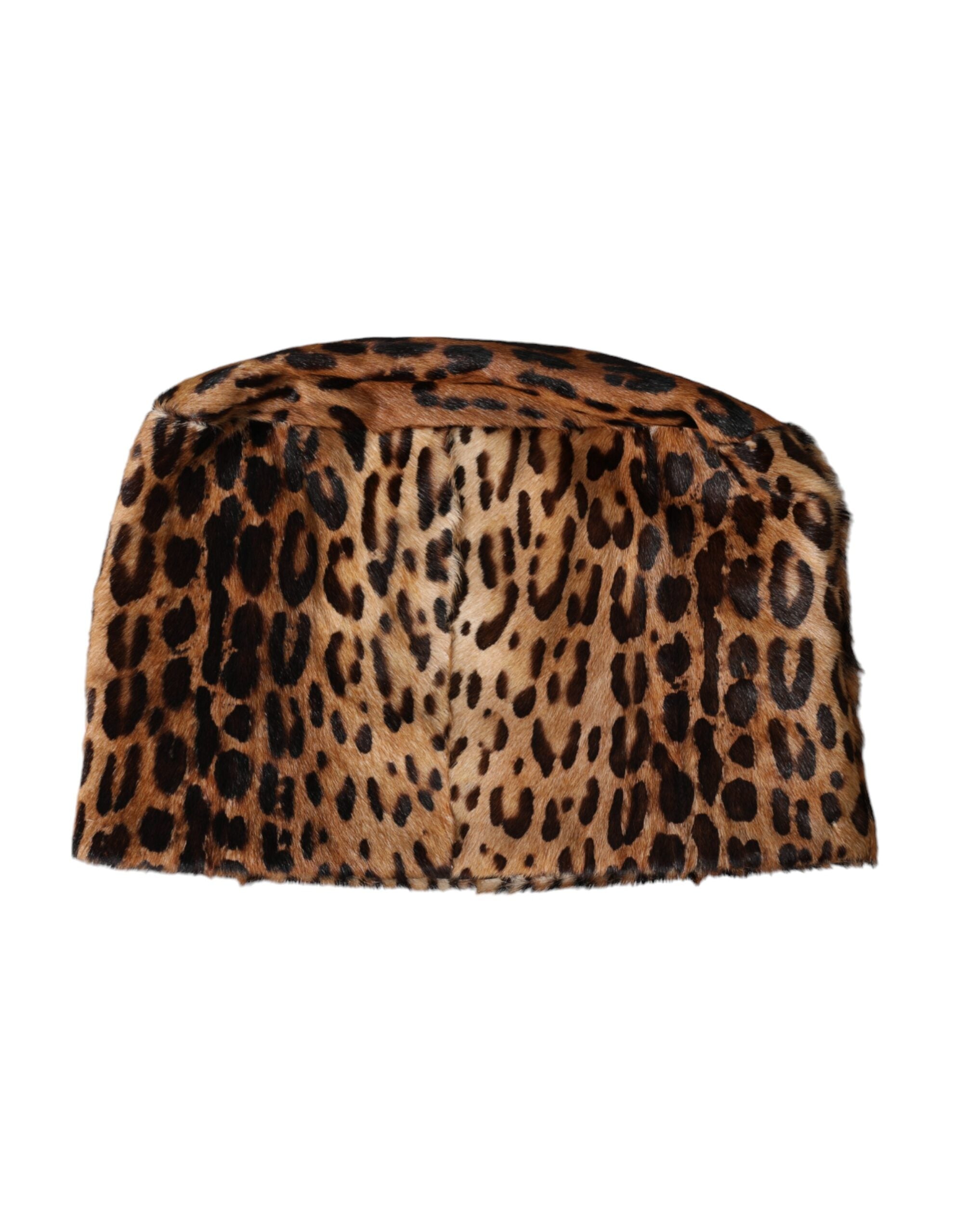 Pălărie Dolce & Gabbana cu blană de leopard maro pentru femei