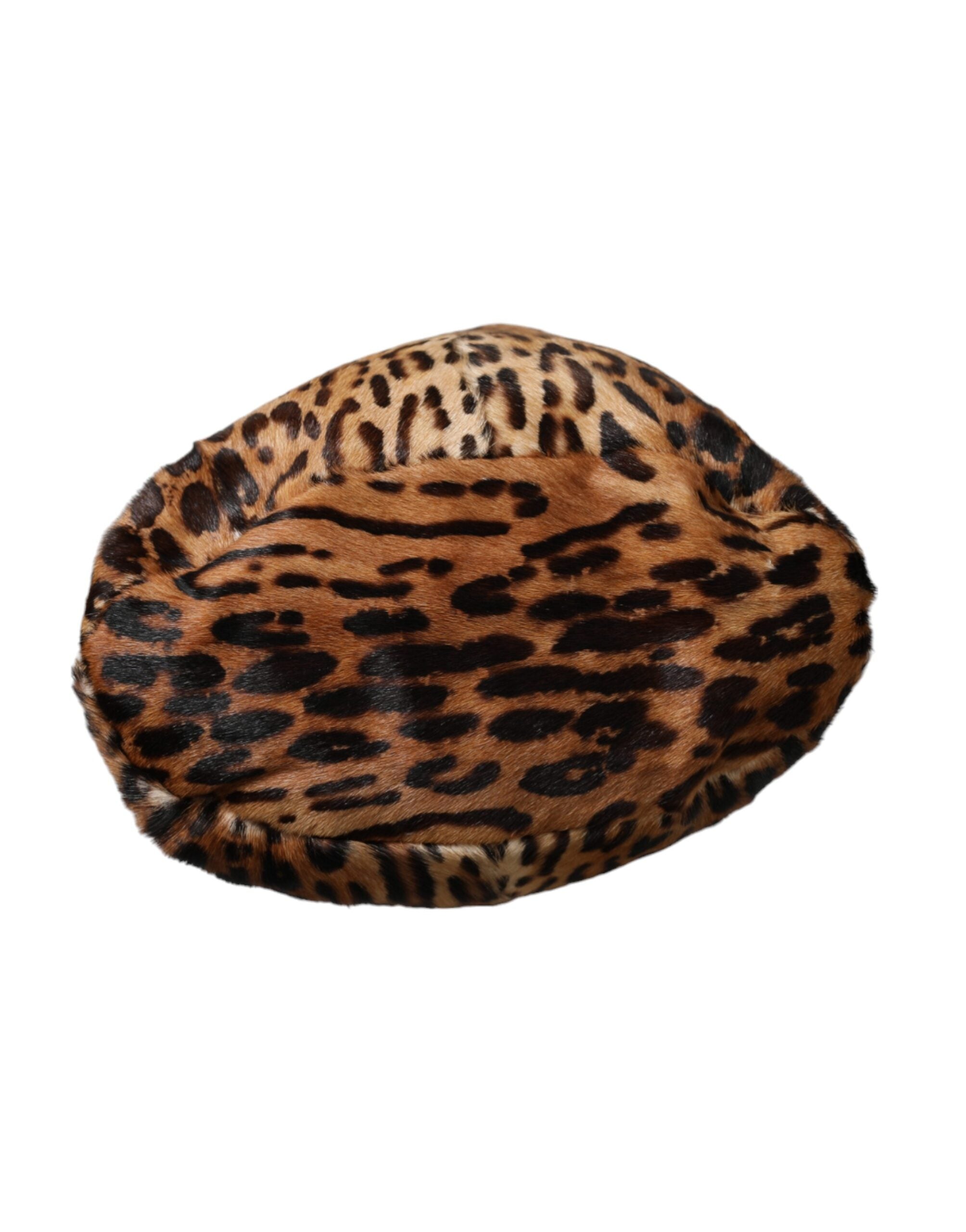 Pălărie Dolce & Gabbana cu blană de leopard maro pentru femei
