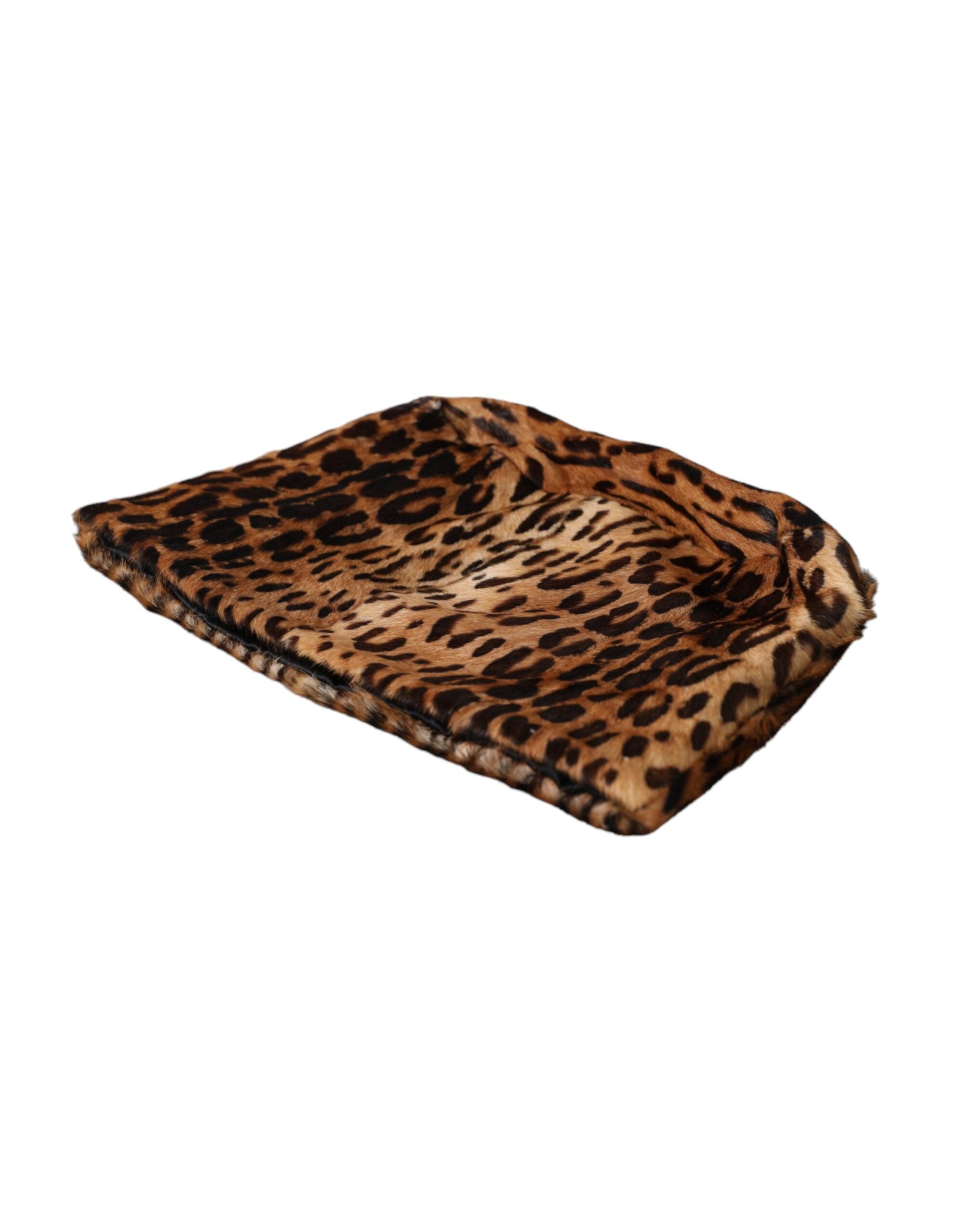 Pălărie Dolce & Gabbana cu blană de leopard maro pentru femei