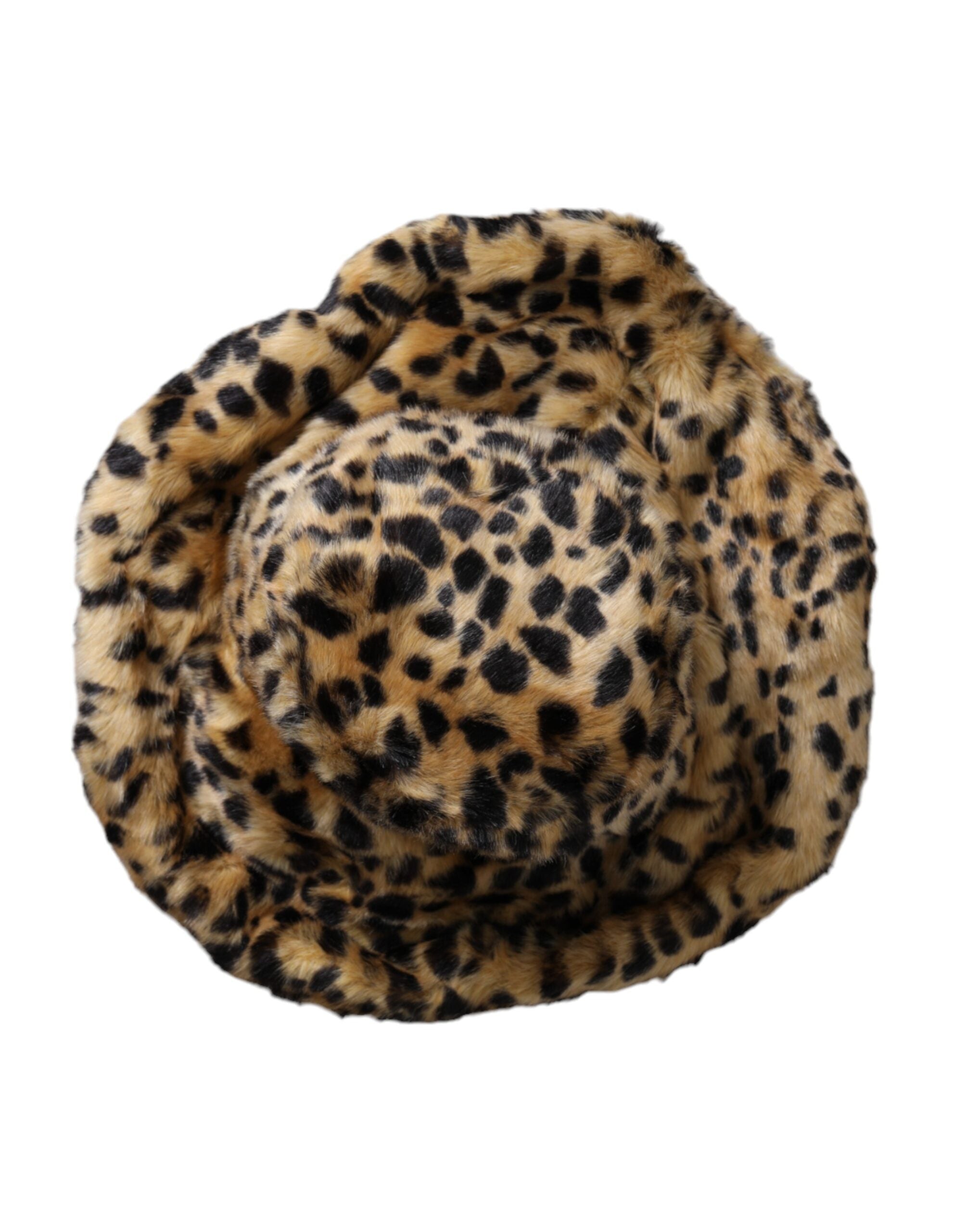 Pălărie Dolce & Gabbana cu blană de leopard maro pentru femei