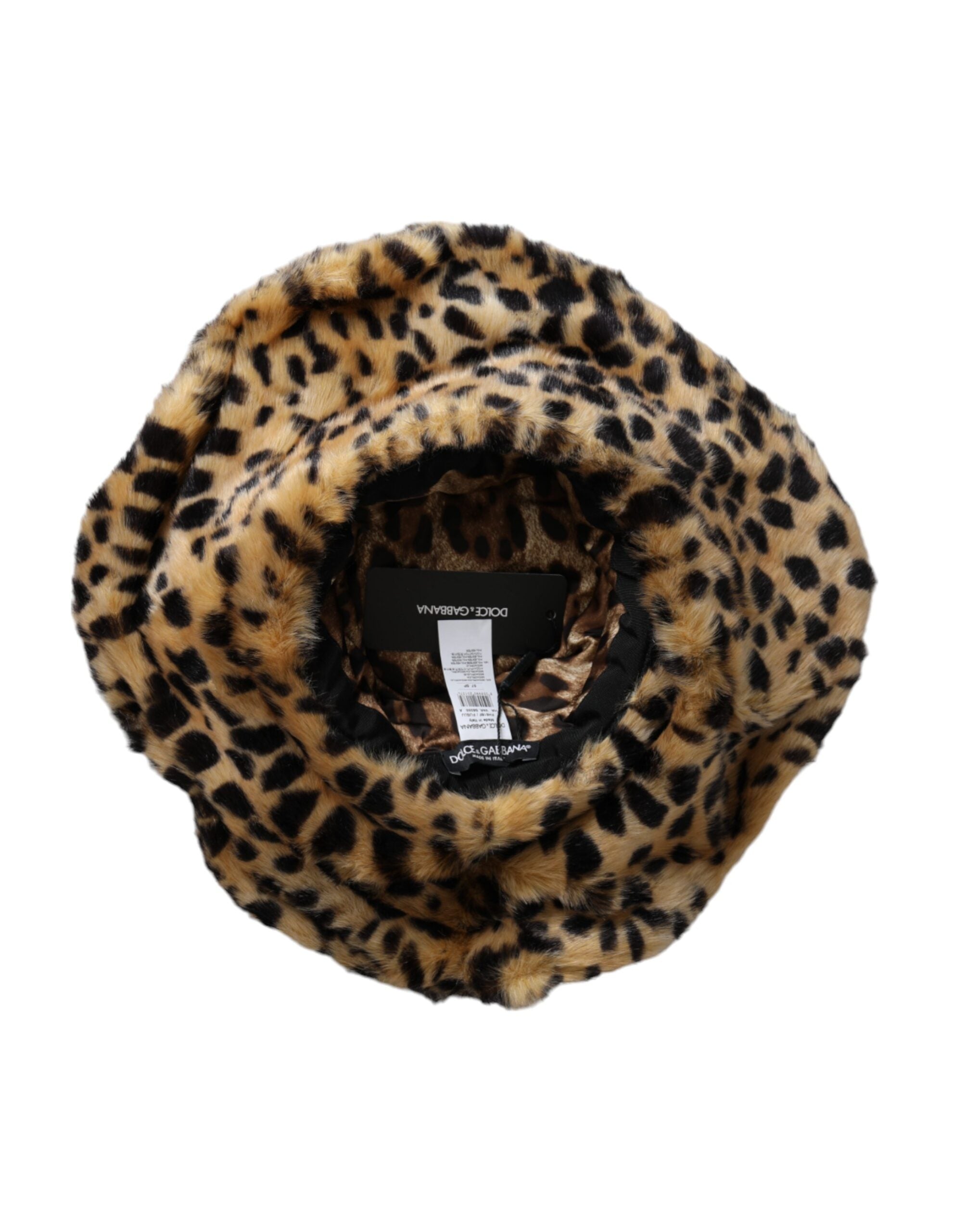 Pălărie Dolce & Gabbana cu blană de leopard maro pentru femei